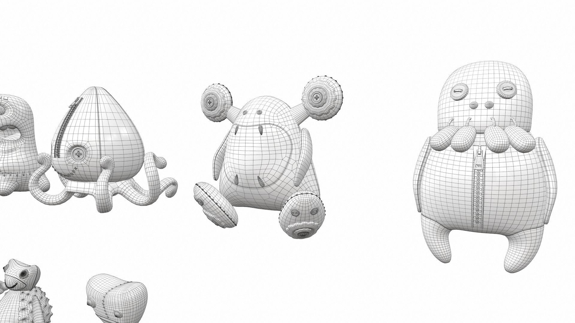 Plush toy monster pack 3D model_20