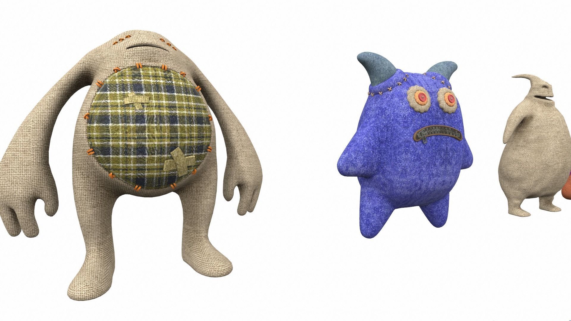 Plush toy monster pack 3D model_11
