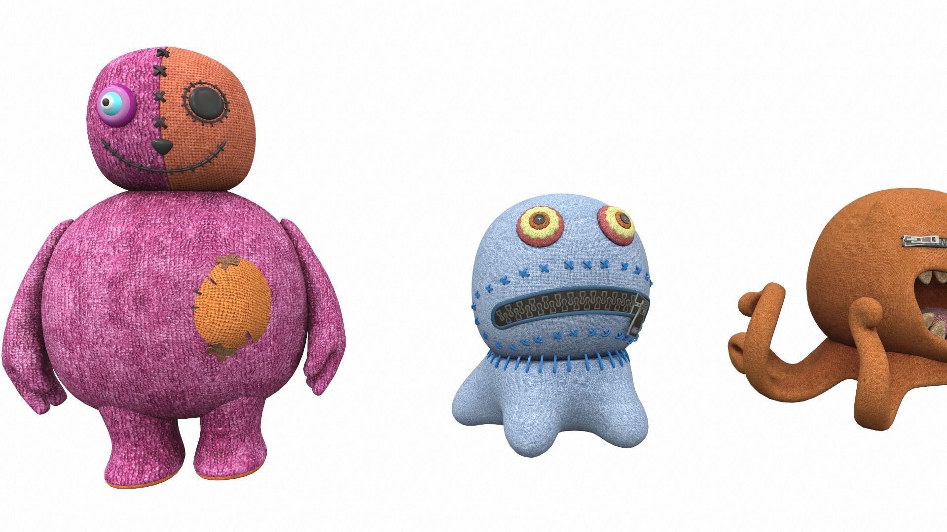 Plush toy monster pack 3D model_13
