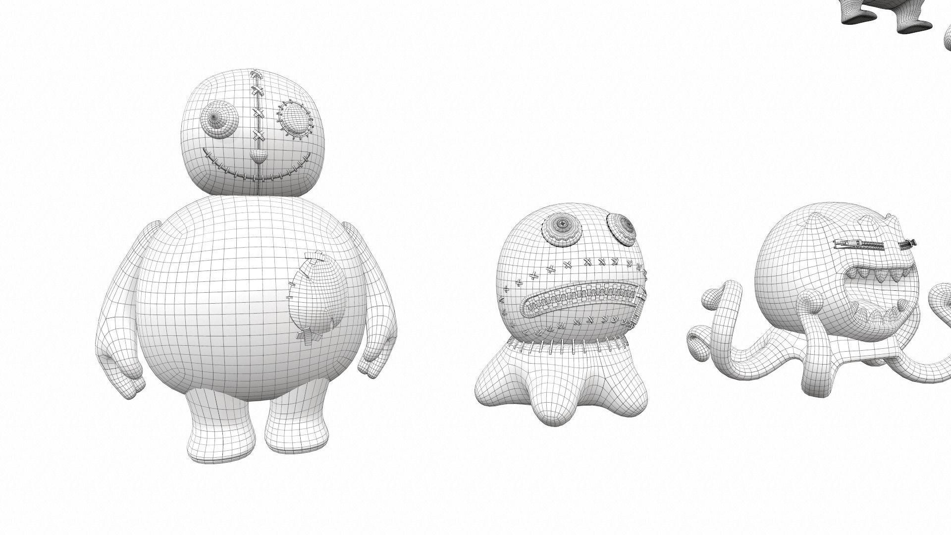 Plush toy monster pack 3D model_23