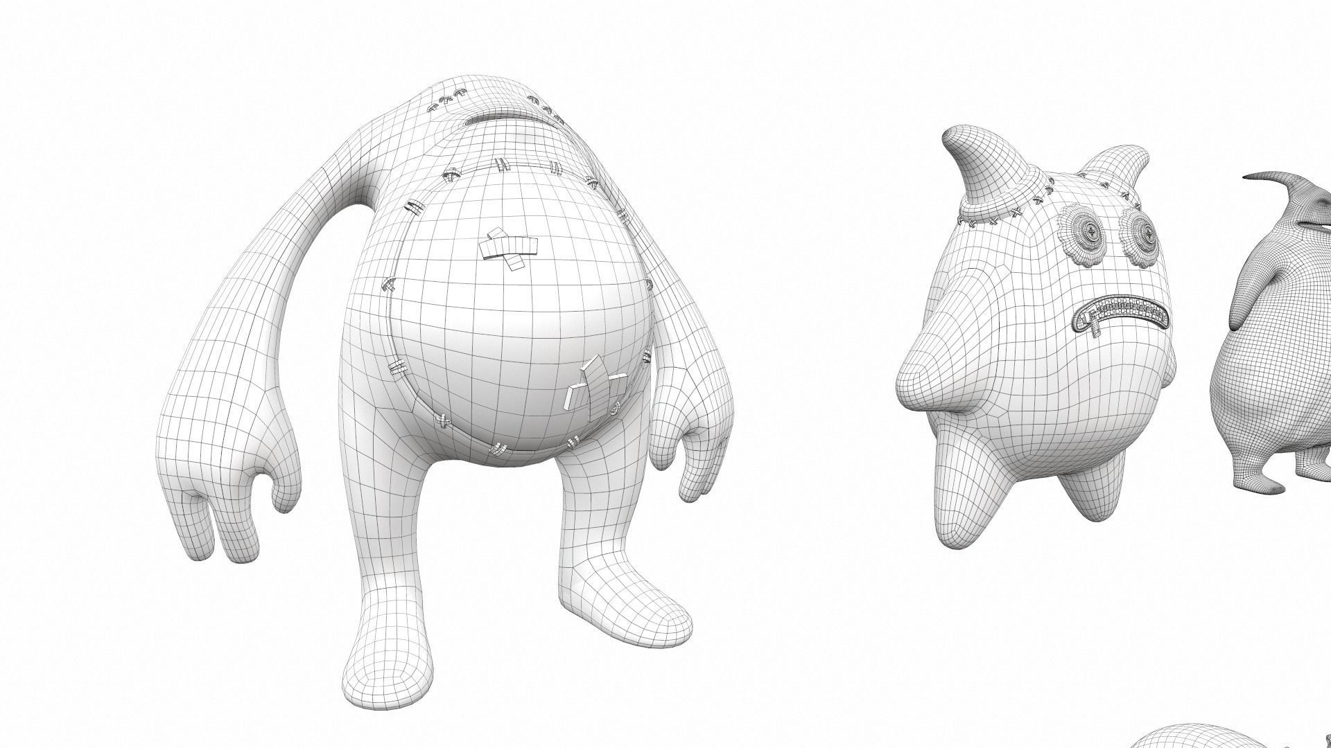 Plush toy monster pack 3D model_21