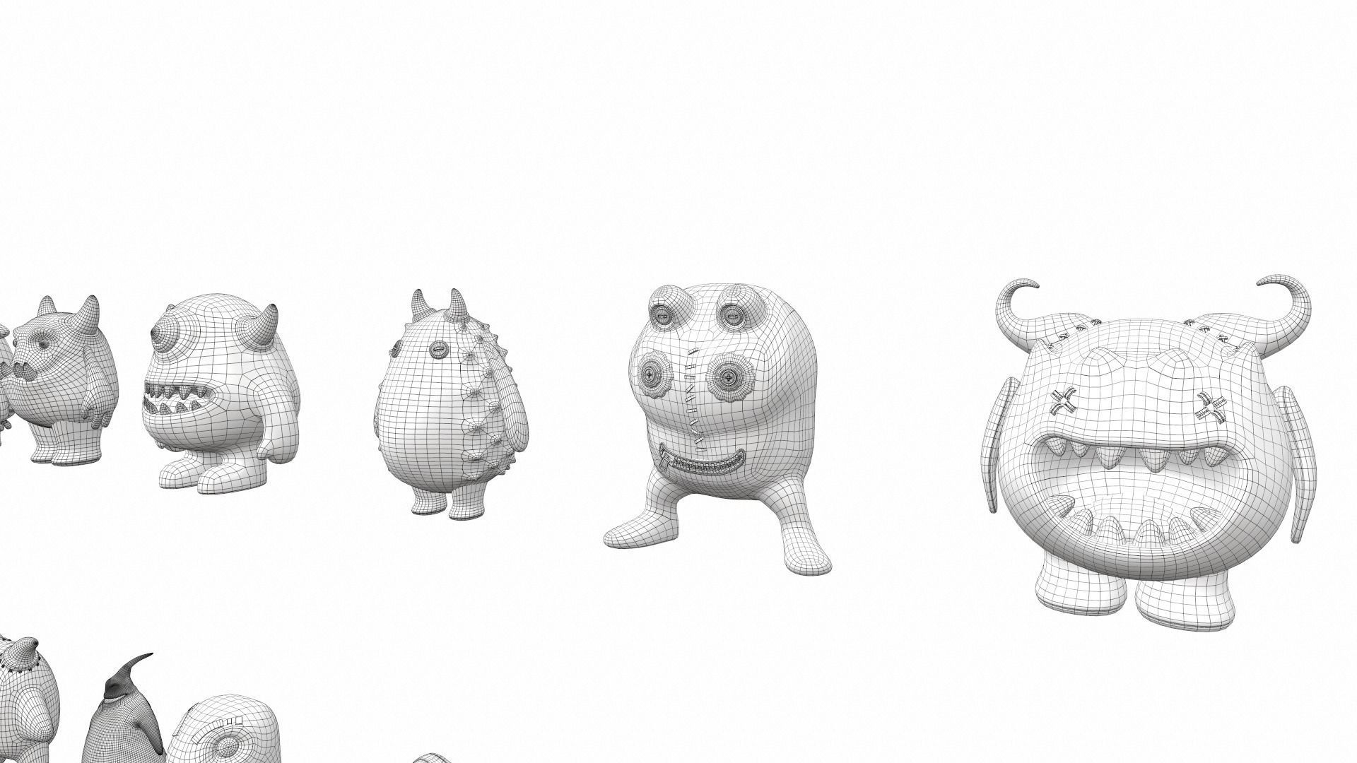 Plush toy monster pack 3D model_19