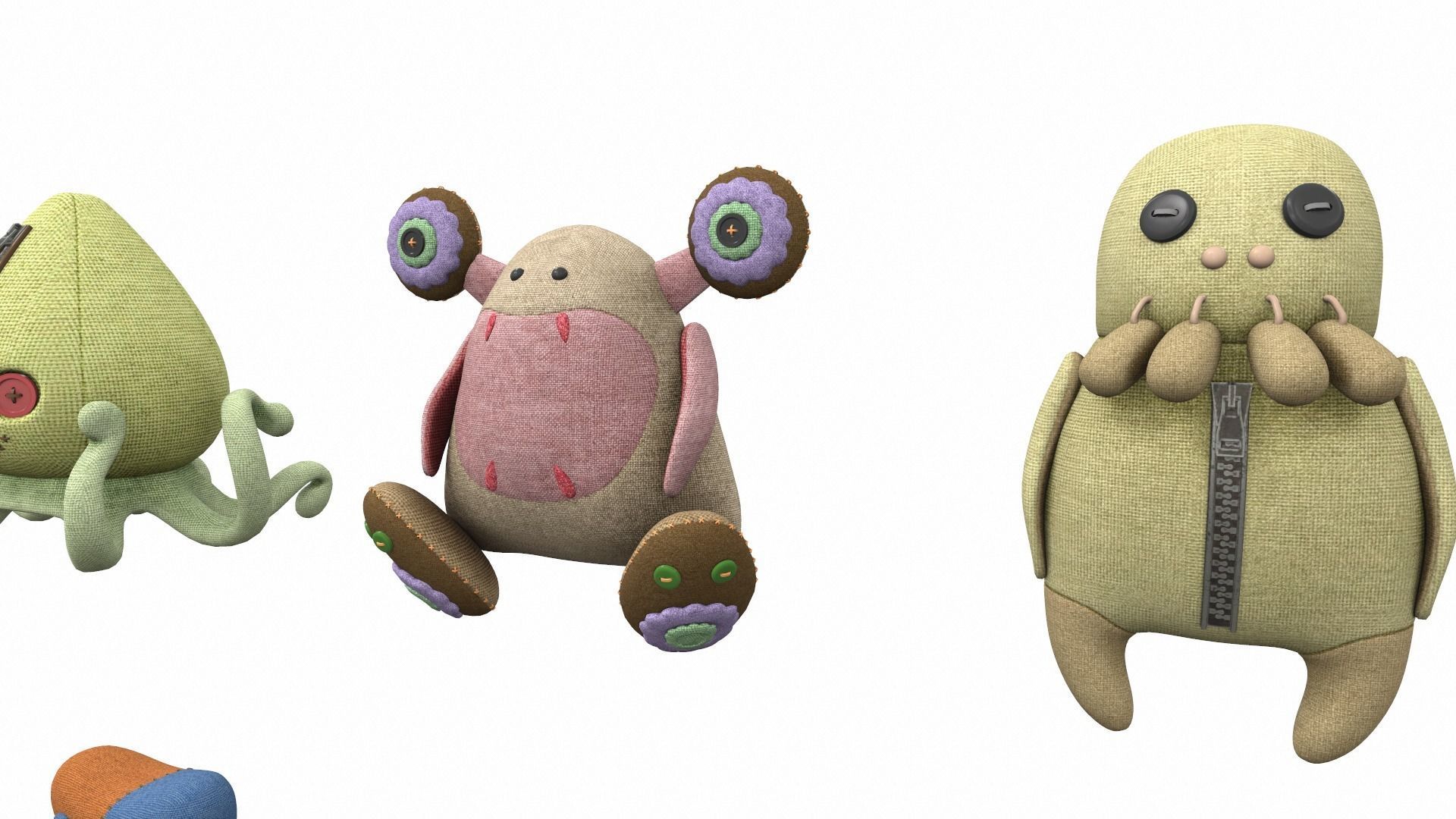 Plush toy monster pack 3D model_10