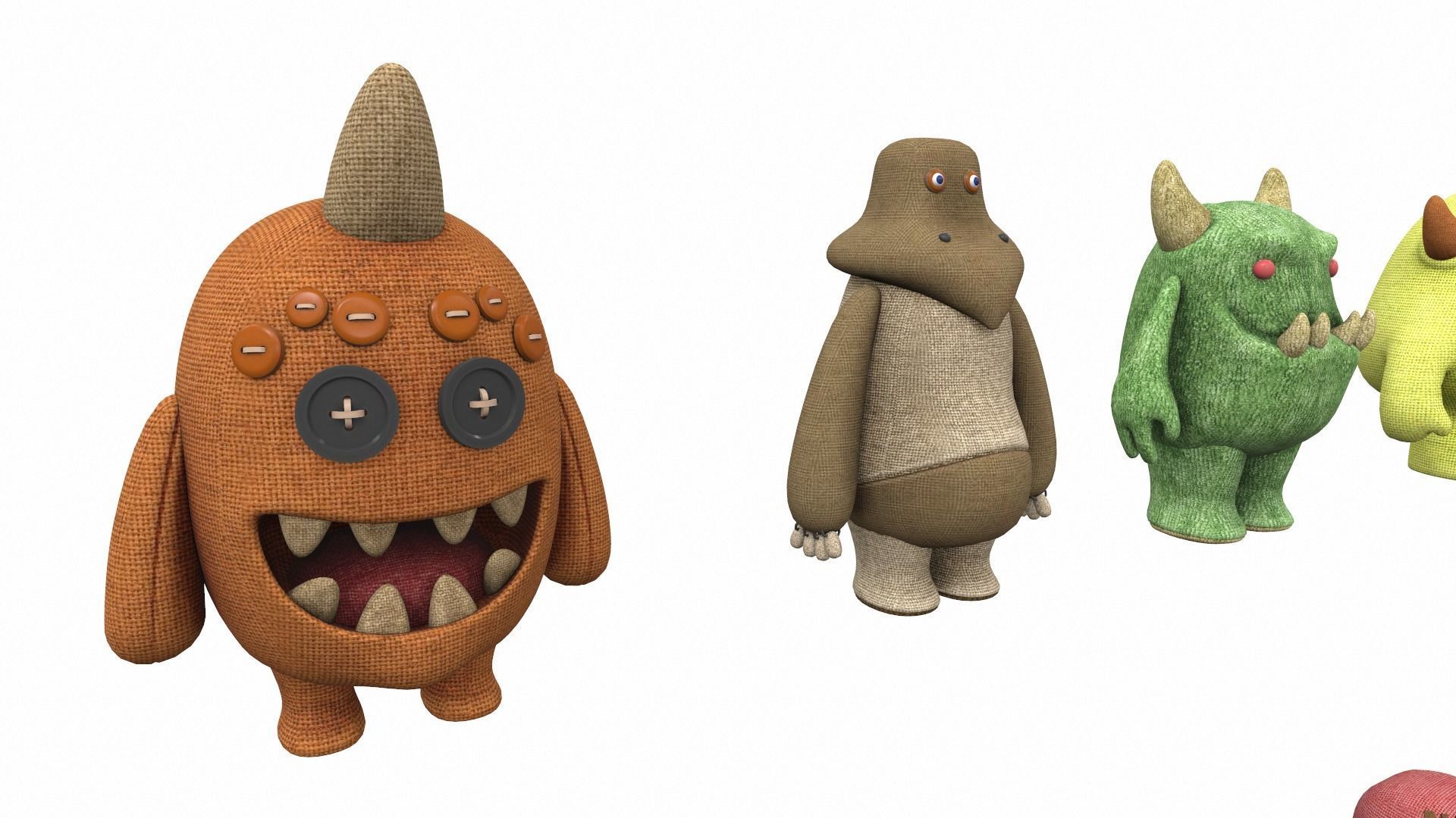 Plush toy monster pack 3D model_7
