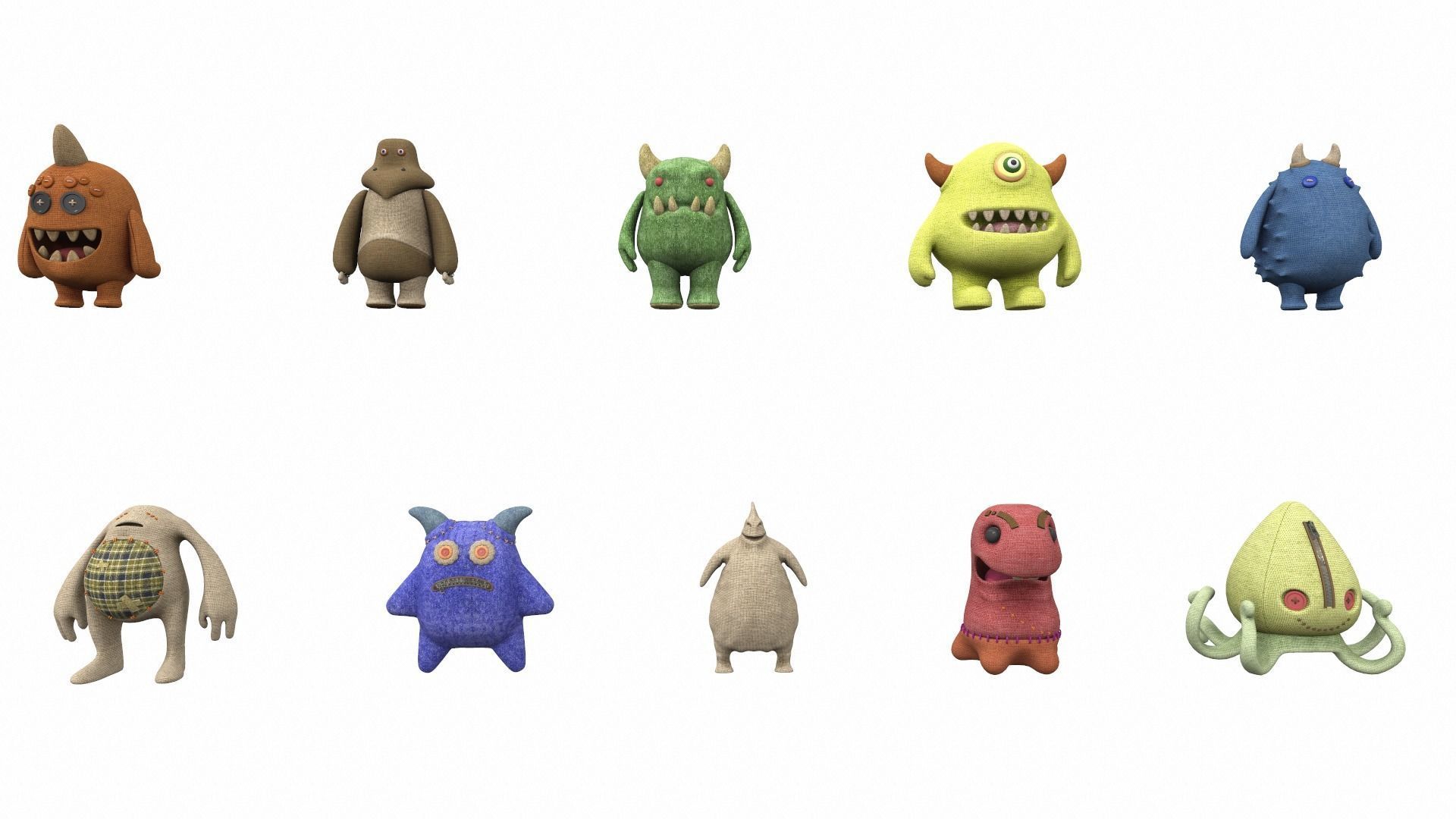 Plush toy monster pack 3D model_5