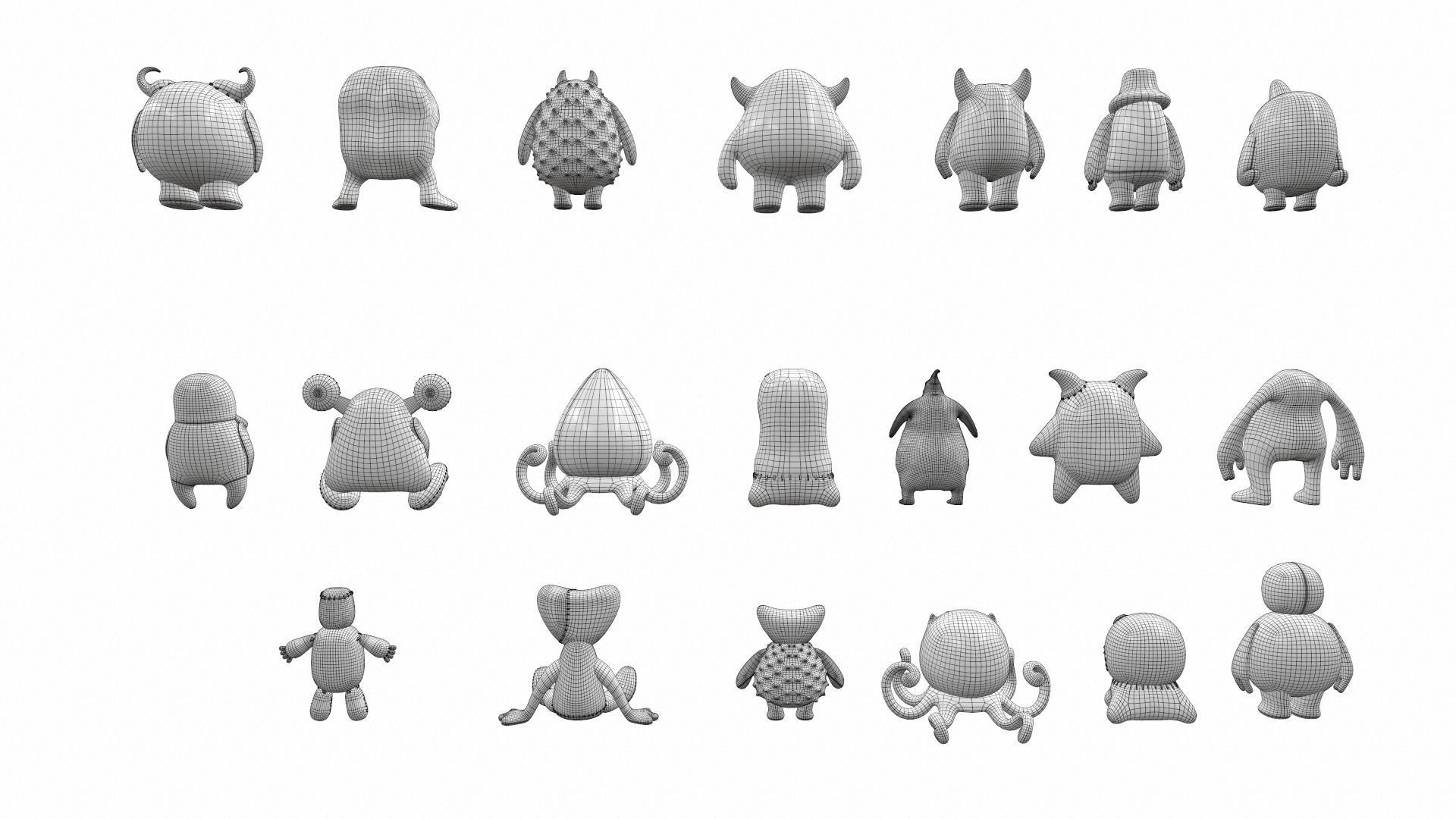 Plush toy monster pack 3D model_17