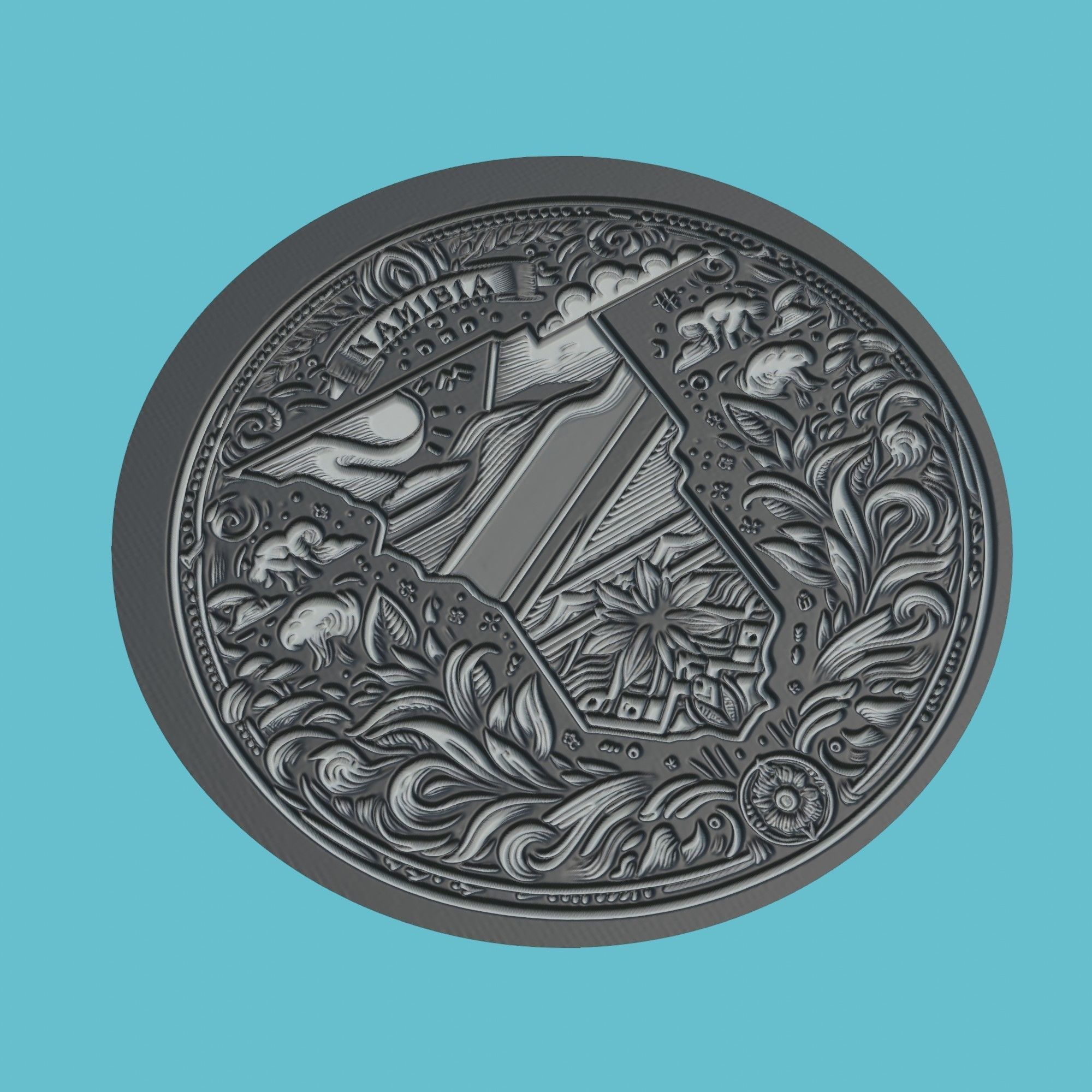 Namibia Map Medallion Wall Art Printer 3D print model_1