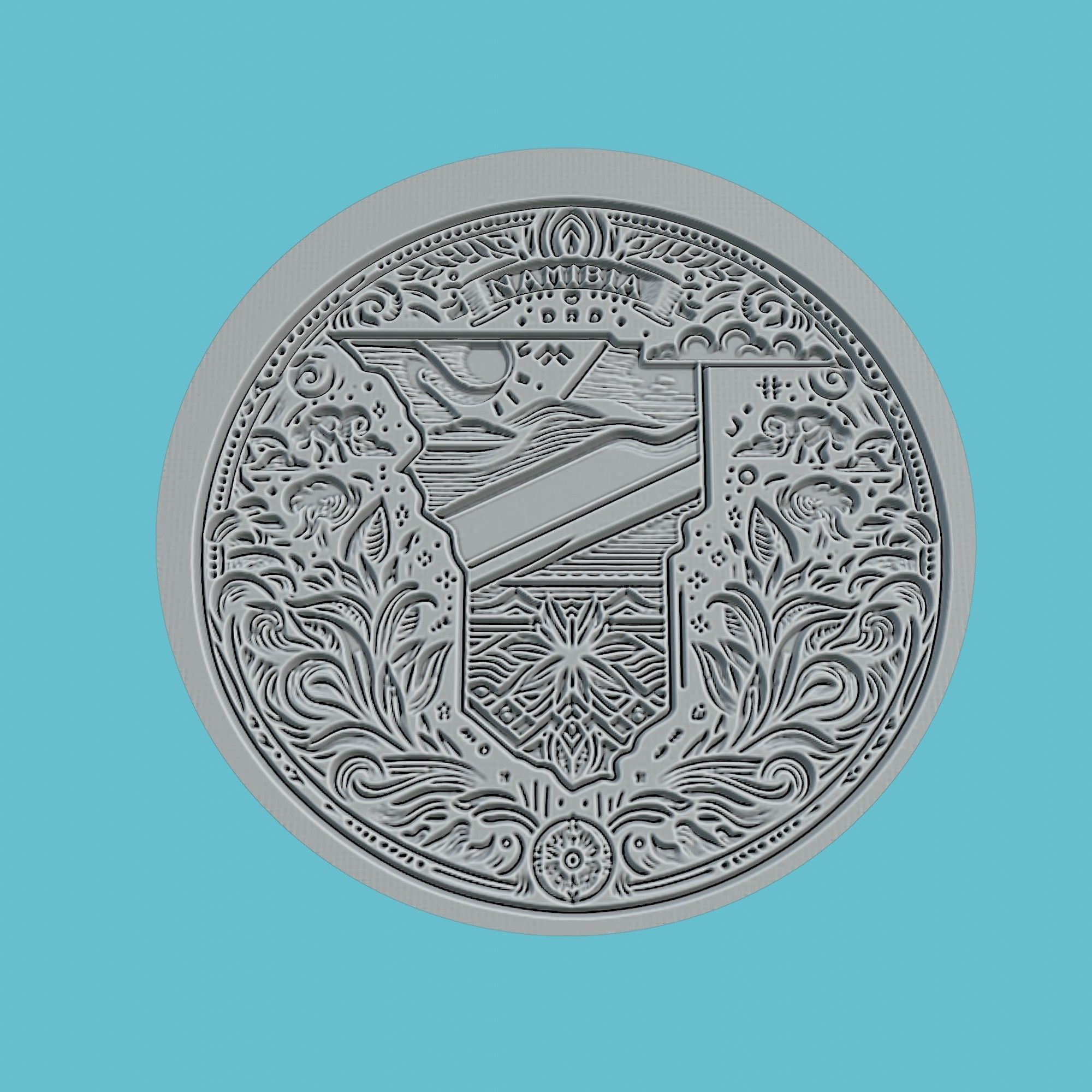 Namibia Map Medallion Wall Art Printer 3D print model_2