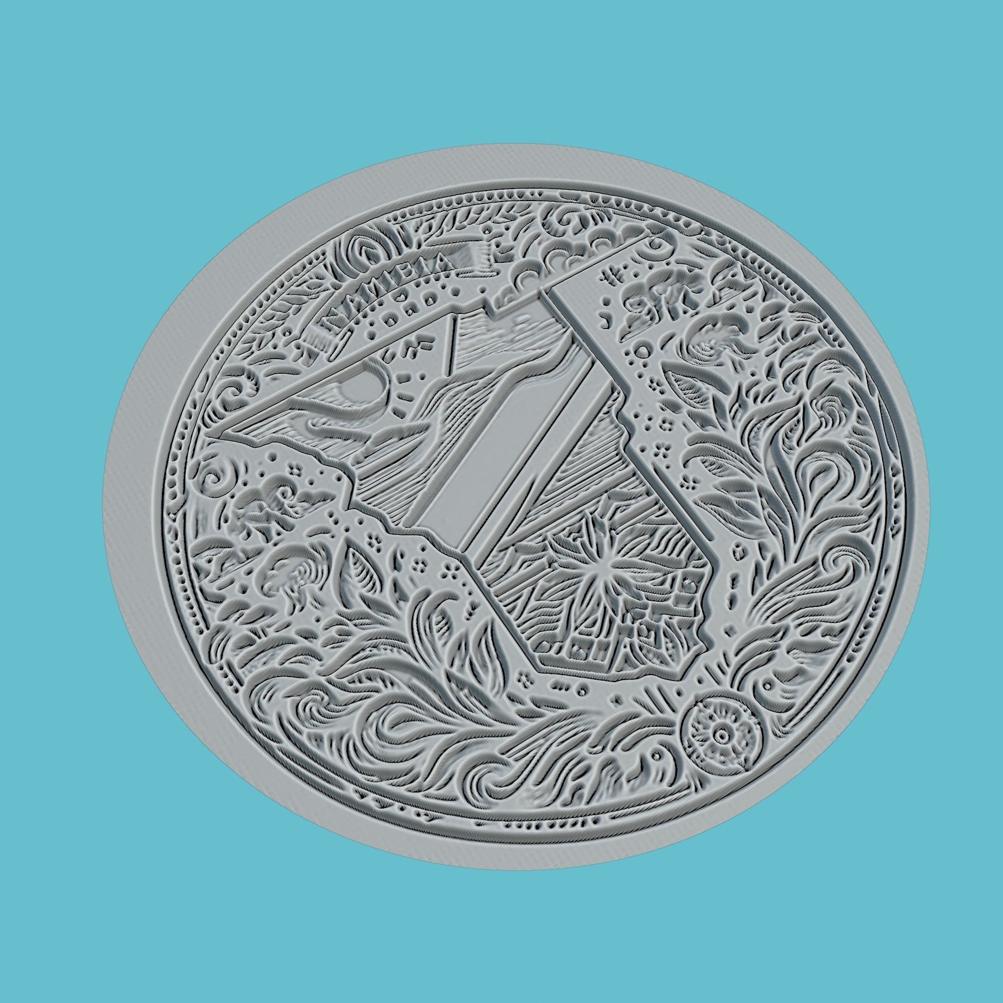 Namibia Map Medallion Wall Art Printer 3D print model_3