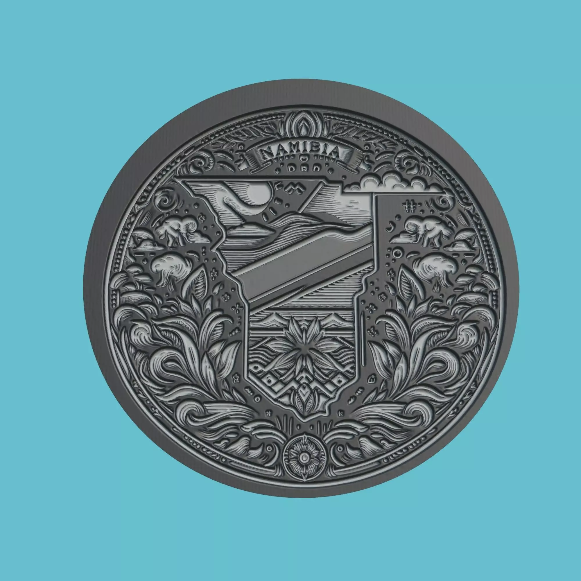 Namibia Map Medallion Wall Art Printer 3D print model_0