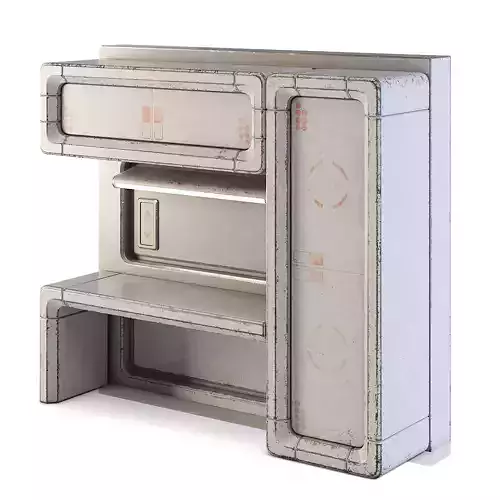 Futuristic Apartment Wall with Desk