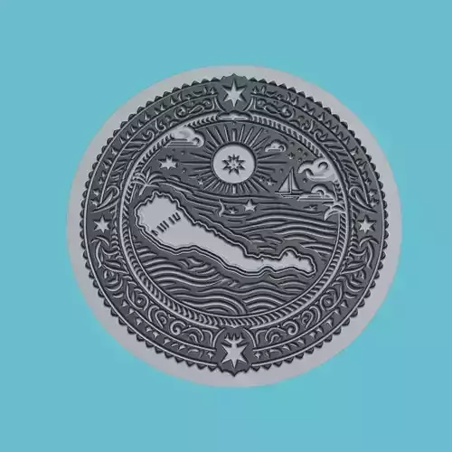 Nauru Map Medallion Wall Art Printer 3D print model