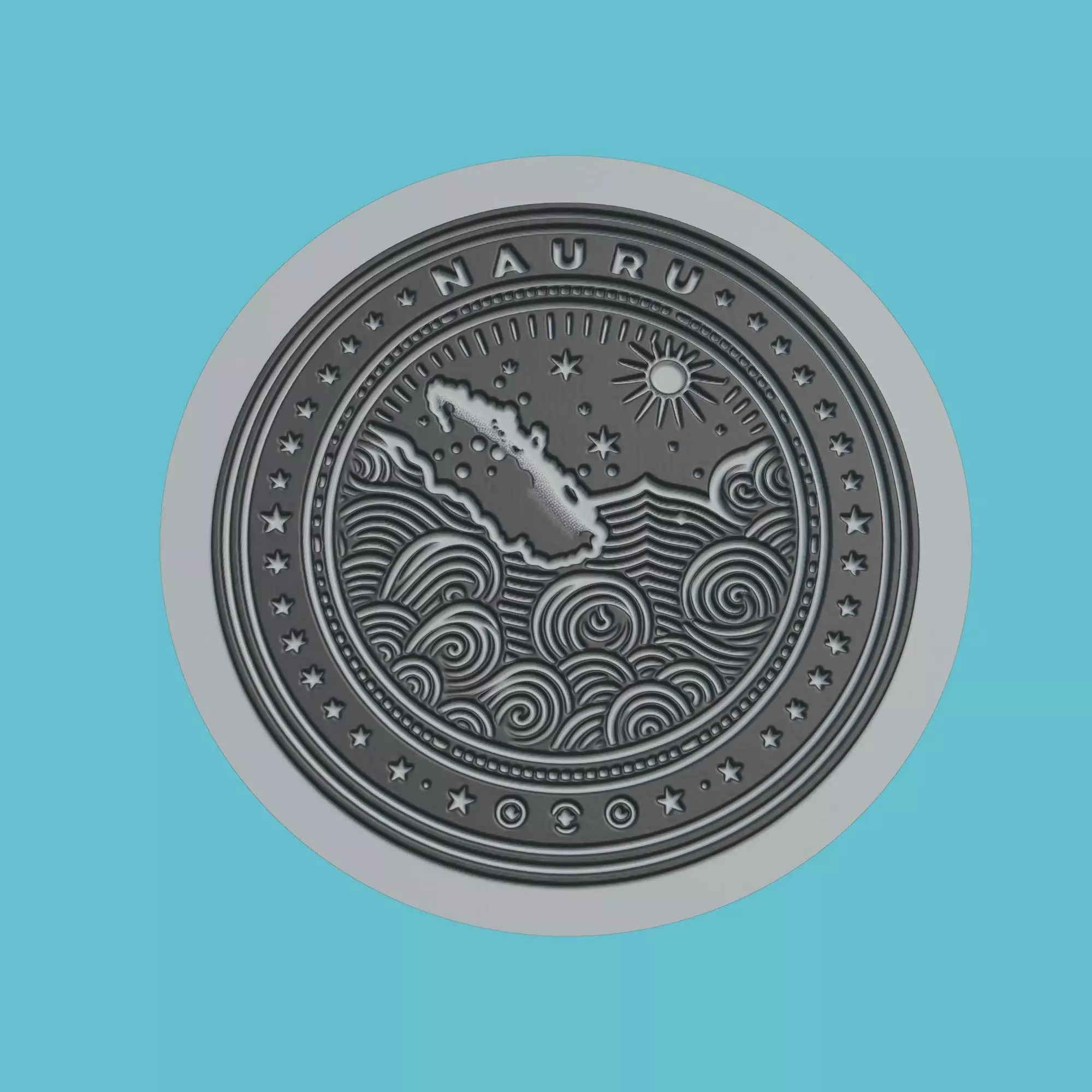 Nauru Map Medallion Wall Art Printer 3D print model_0