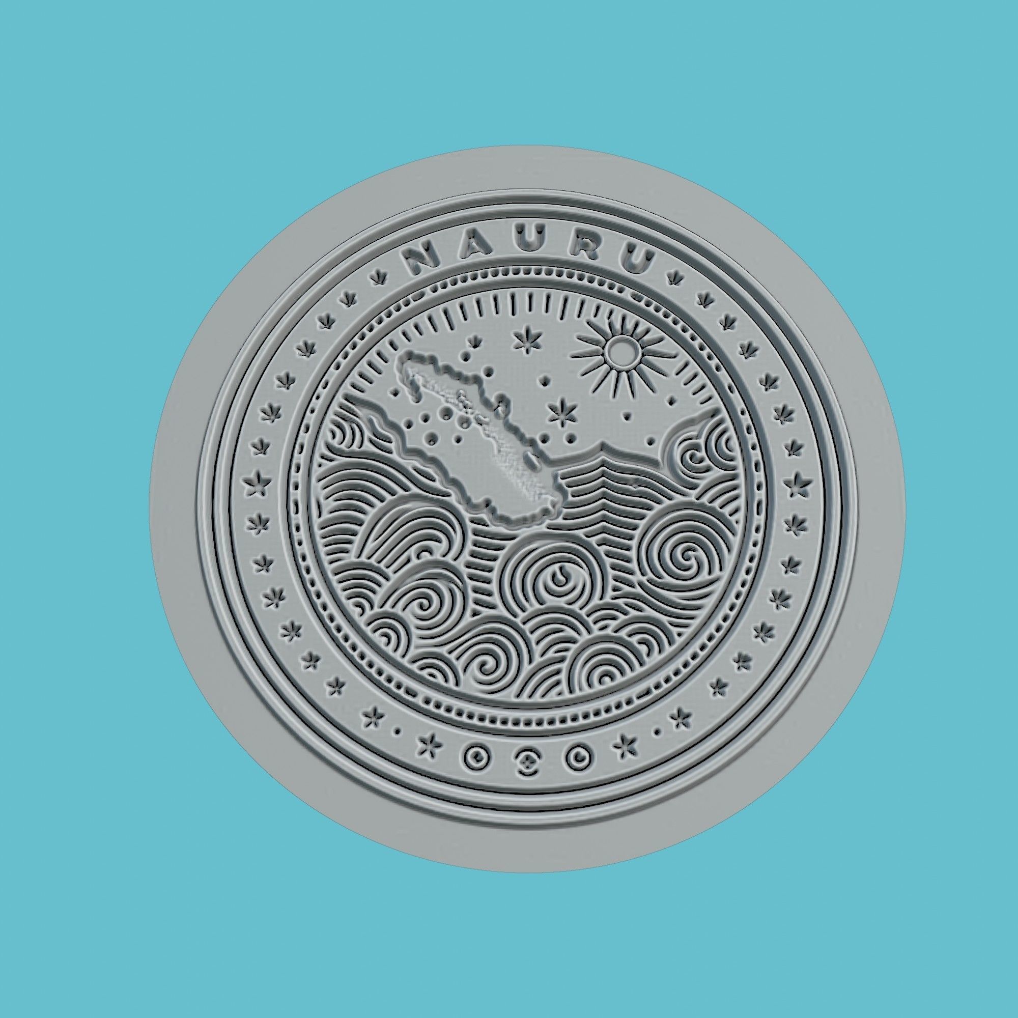 Nauru Map Medallion Wall Art Printer 3D print model_2
