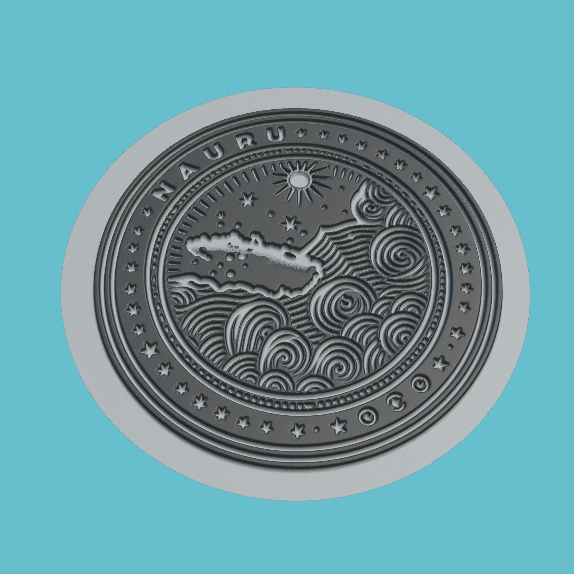 Nauru Map Medallion Wall Art Printer 3D print model_1