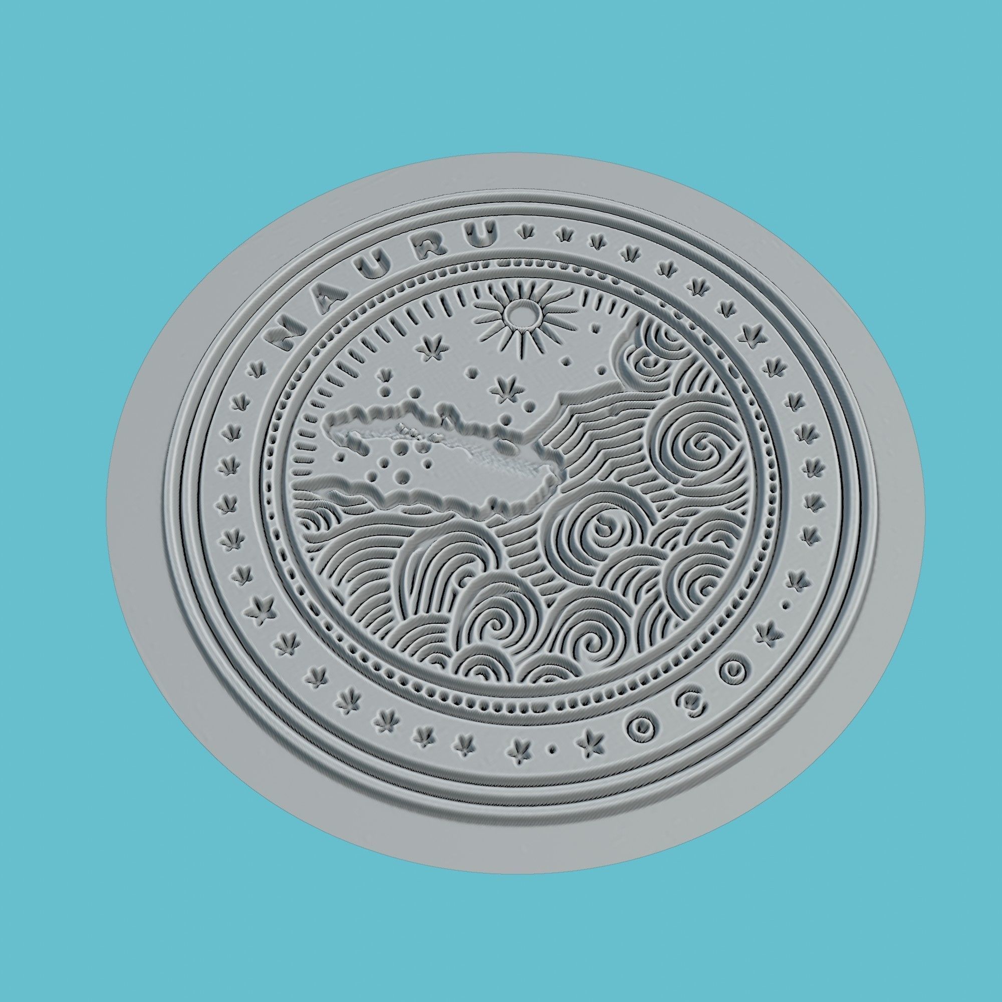 Nauru Map Medallion Wall Art Printer 3D print model_3
