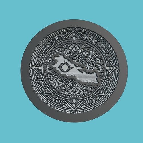 Nepal Map Medallion Wall Art Printer 3D print model