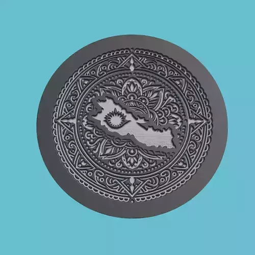 Nepal Map Medallion Wall Art Printer