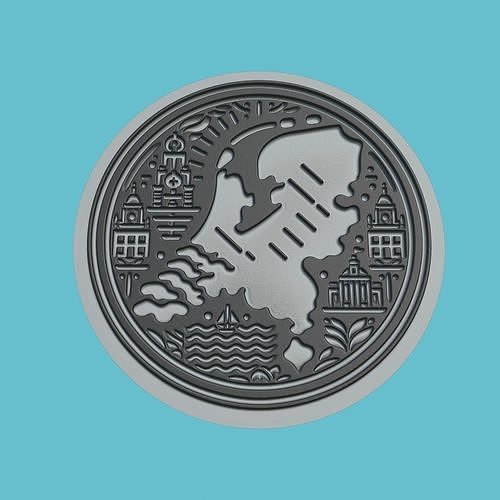 Netherlands Map Medallion Wall Art Printer 3D print model