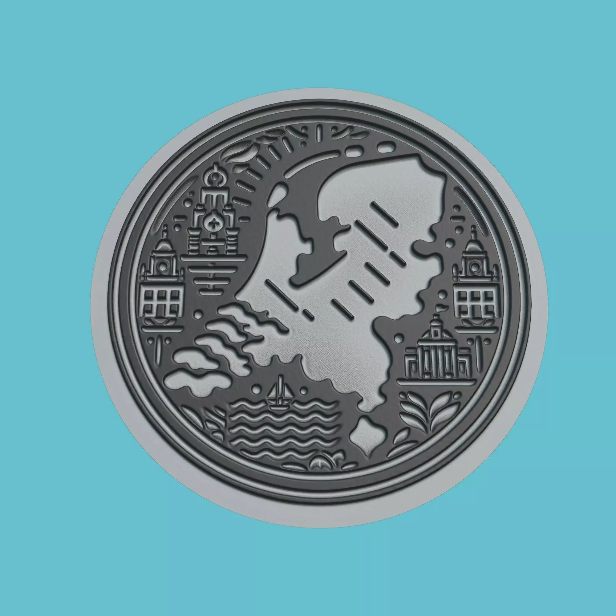 Netherlands Map Medallion Wall Art Printer 3D print model_0