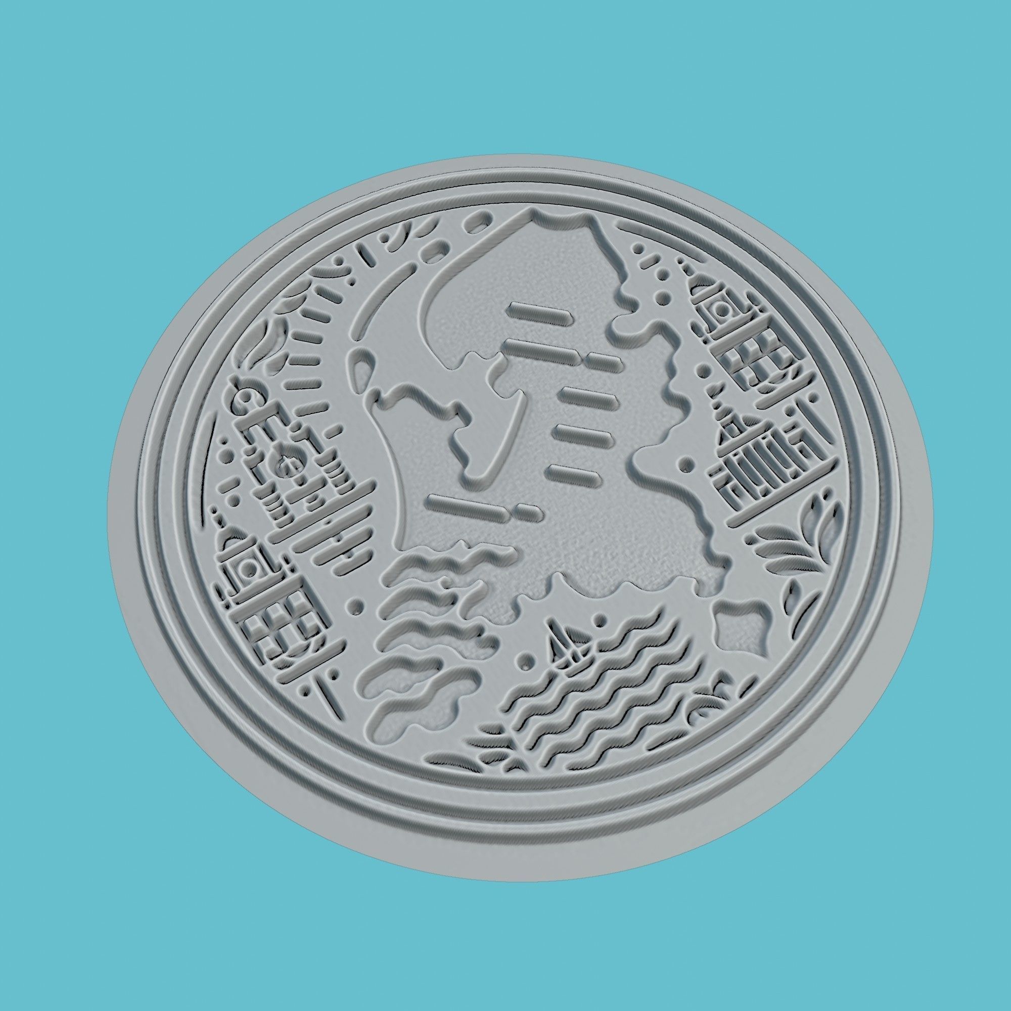 Netherlands Map Medallion Wall Art Printer 3D print model_3