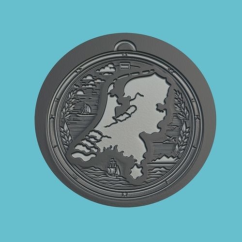 Netherlands Map Medallion Wall Art Printer 3D print model