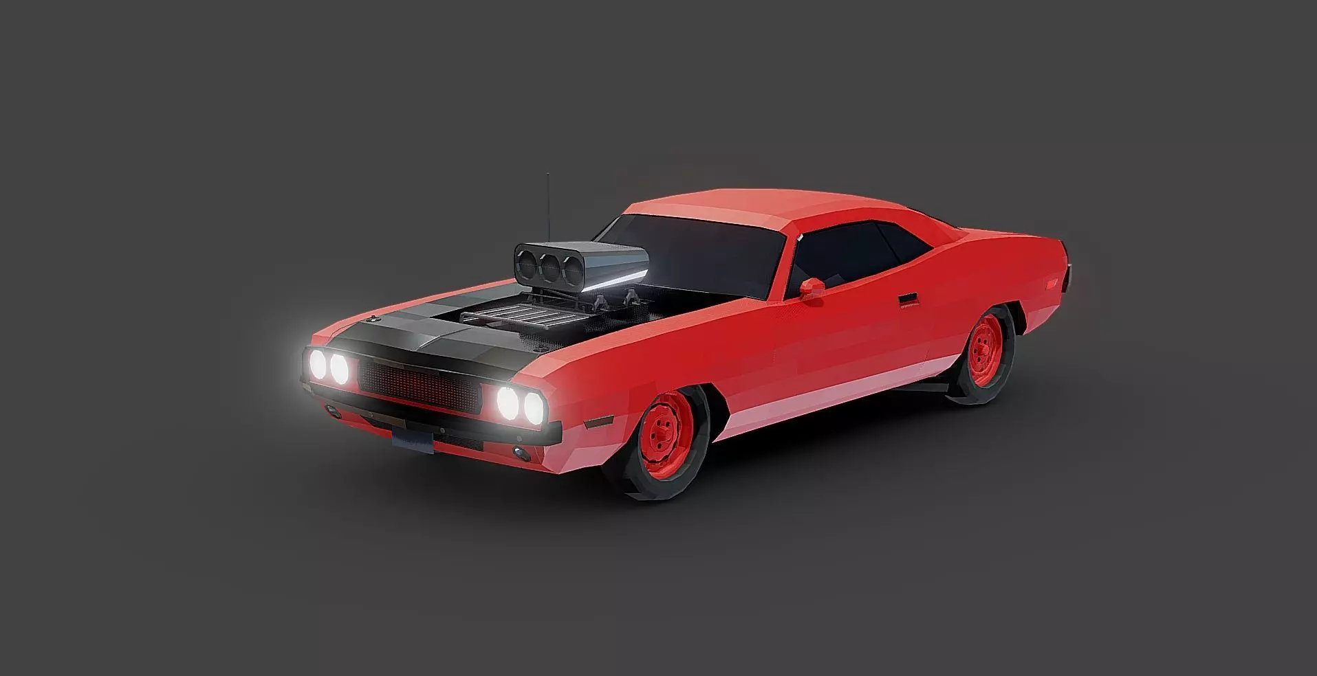 Dodge challenger Lowpoly Low-poly 3D model