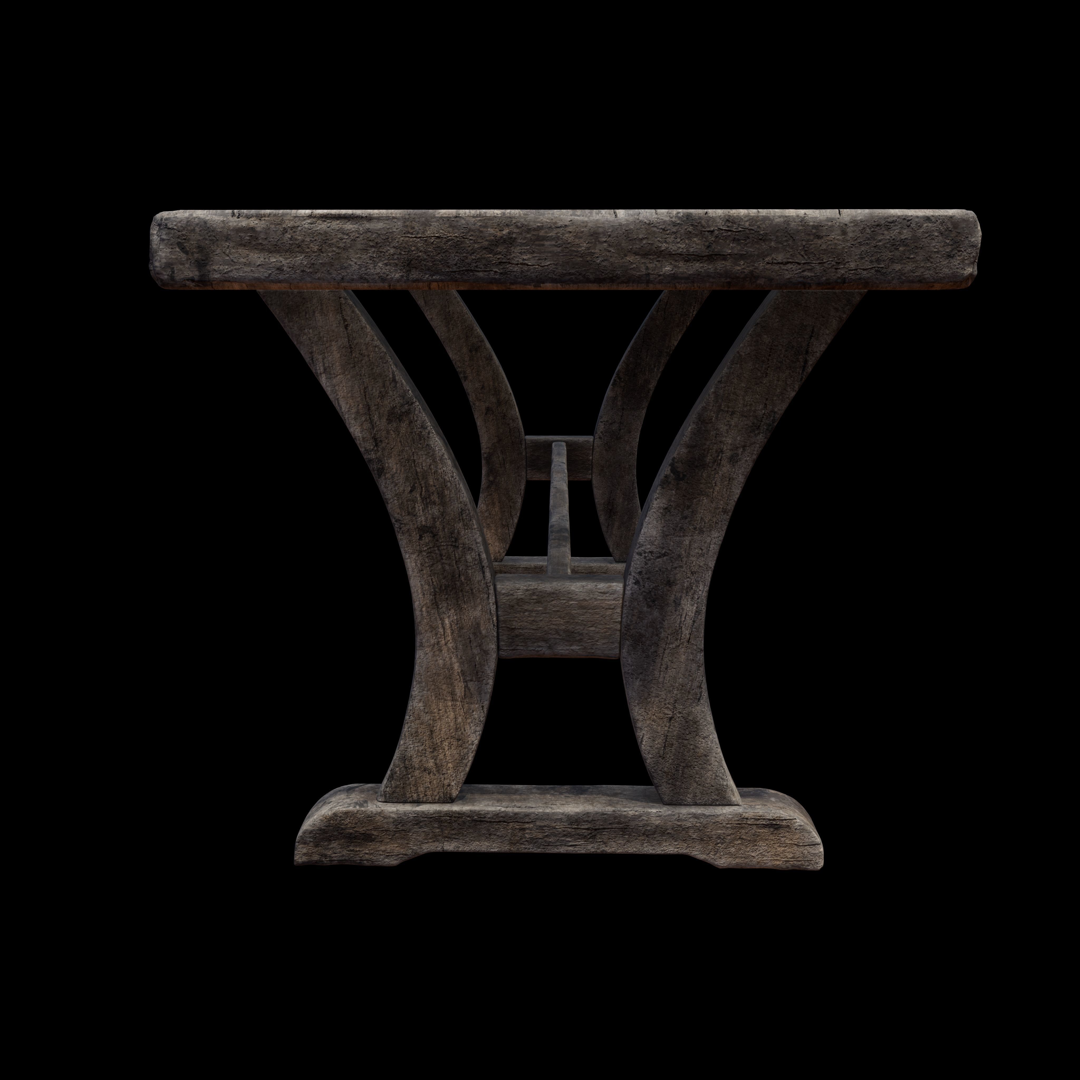 Old Rustic Wooden Dinner Table High- and Low-poly Versions Low-poly 3D model_13