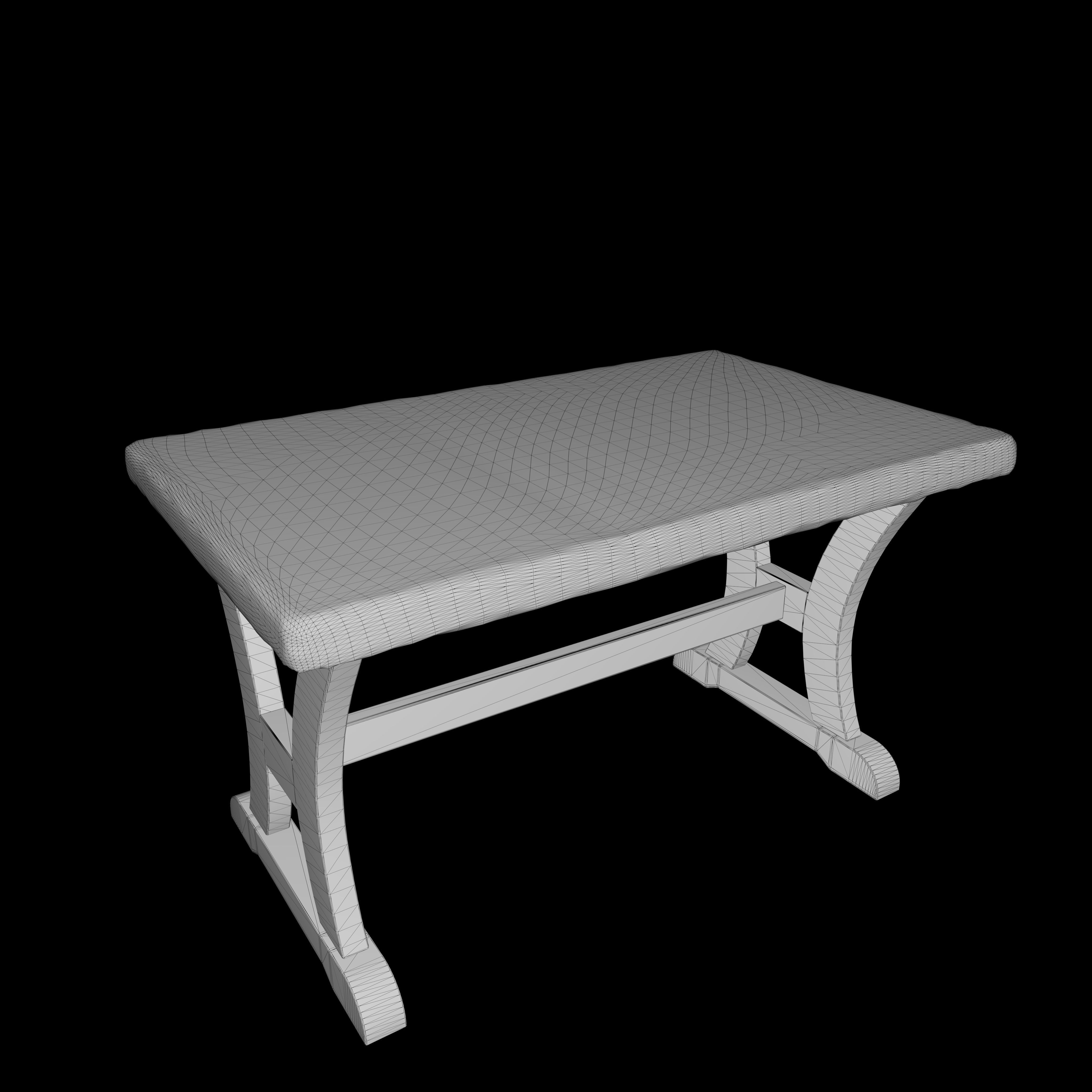 Old Rustic Wooden Dinner Table High- and Low-poly Versions Low-poly 3D model_58