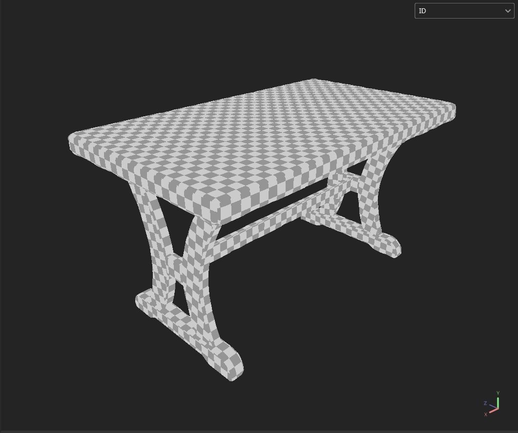 Old Rustic Wooden Dinner Table High- and Low-poly Versions Low-poly 3D model_53