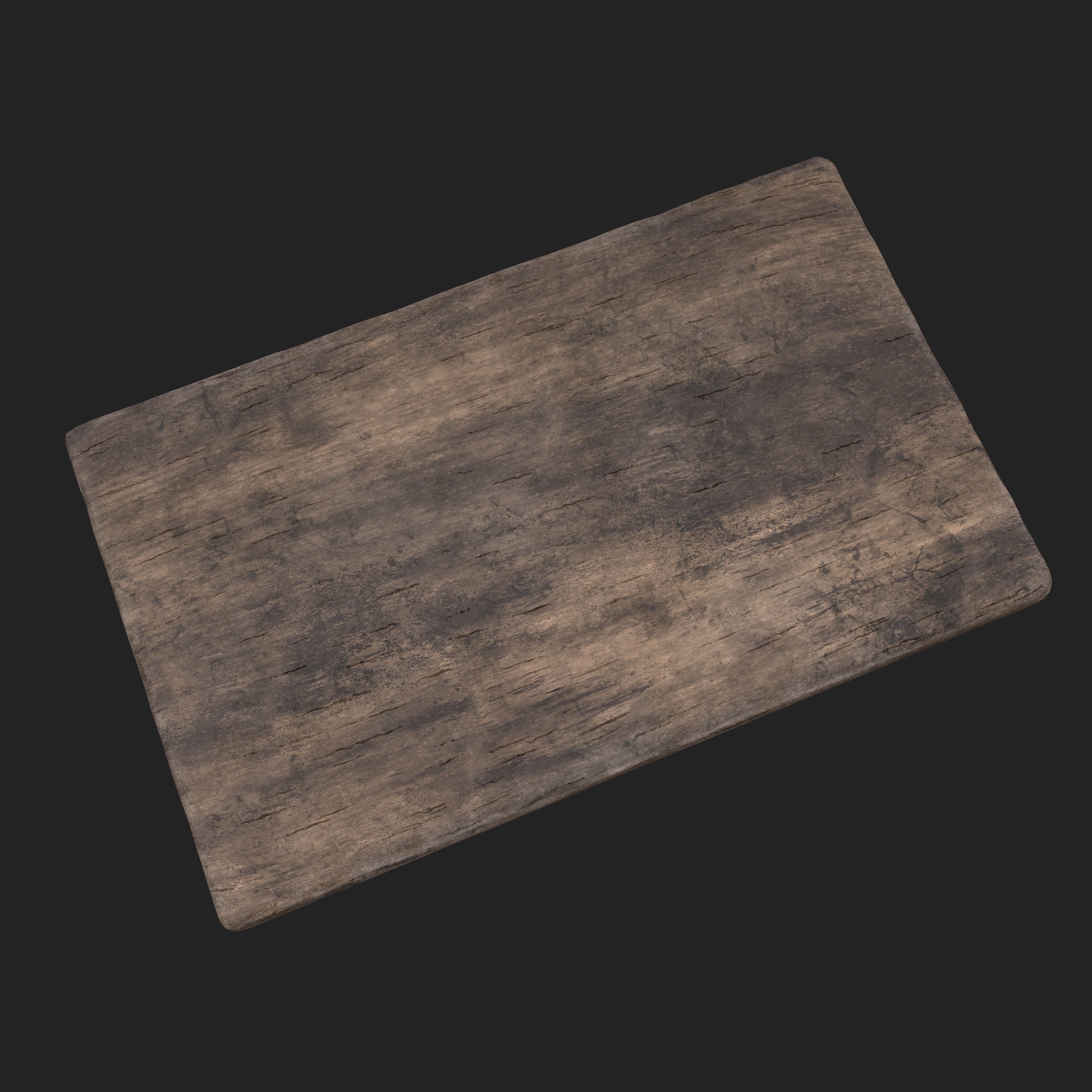 Old Rustic Wooden Dinner Table High- and Low-poly Versions Low-poly 3D model_49
