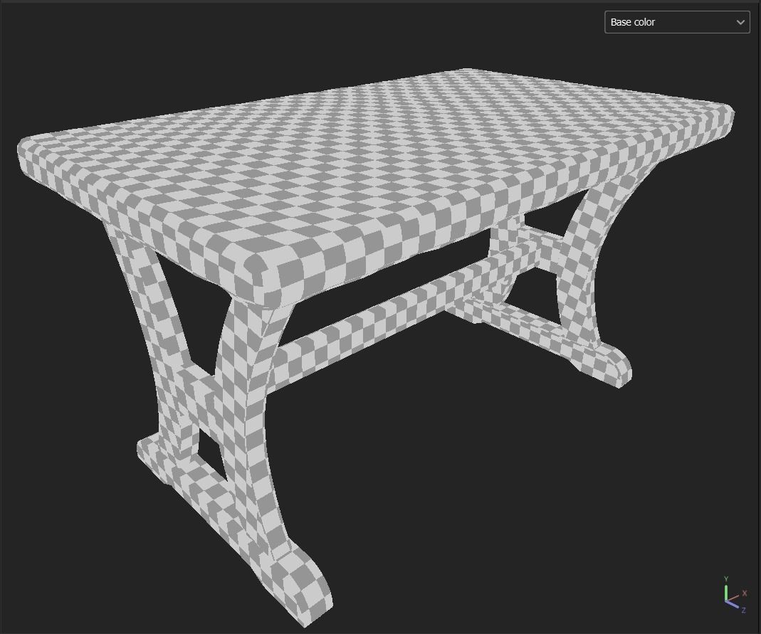 Old Rustic Wooden Dinner Table High- and Low-poly Versions Low-poly 3D model_54