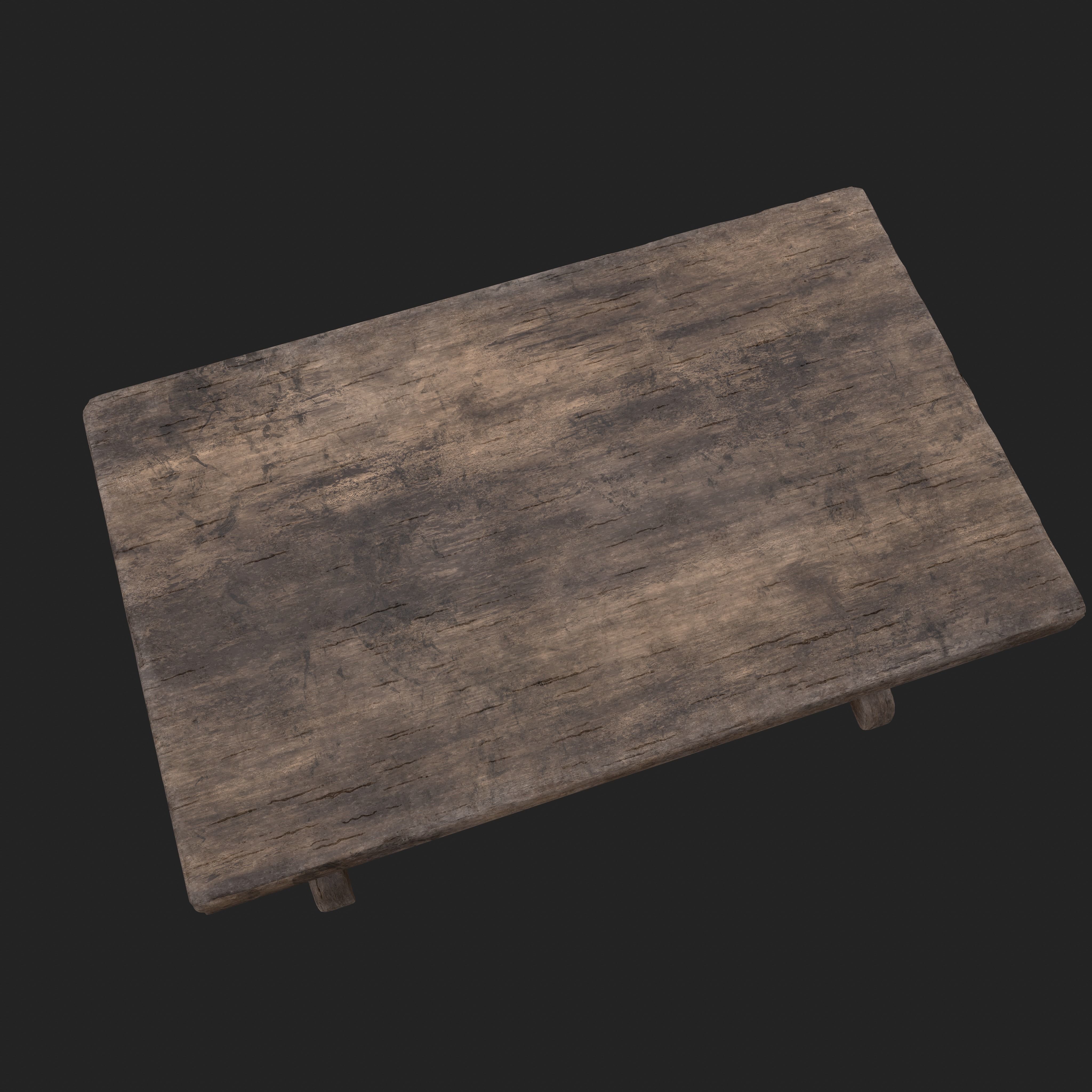 Old Rustic Wooden Dinner Table High- and Low-poly Versions Low-poly 3D model_23