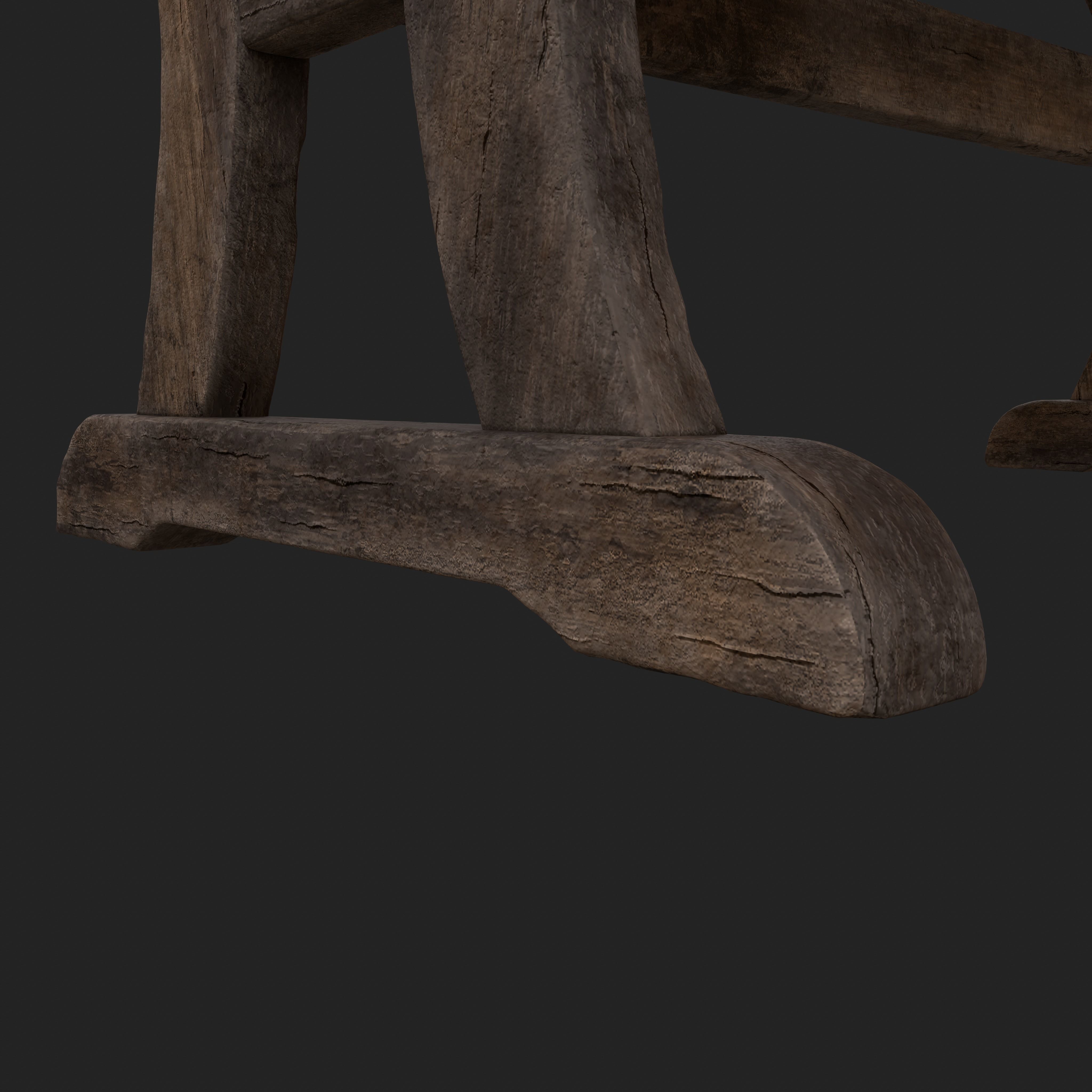 Old Rustic Wooden Dinner Table High- and Low-poly Versions Low-poly 3D model_10