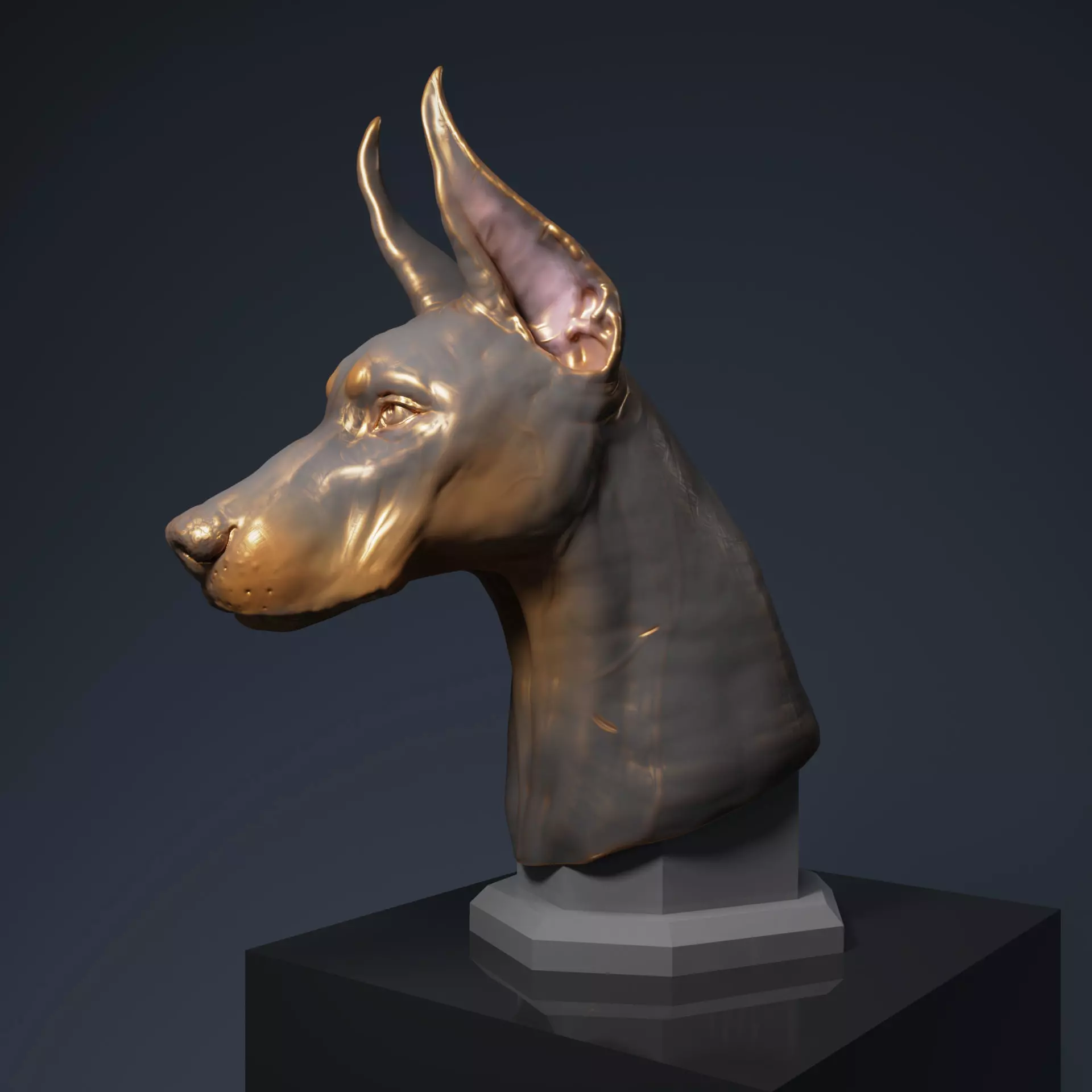 Doberman Pinscher Bust 3D print model_0