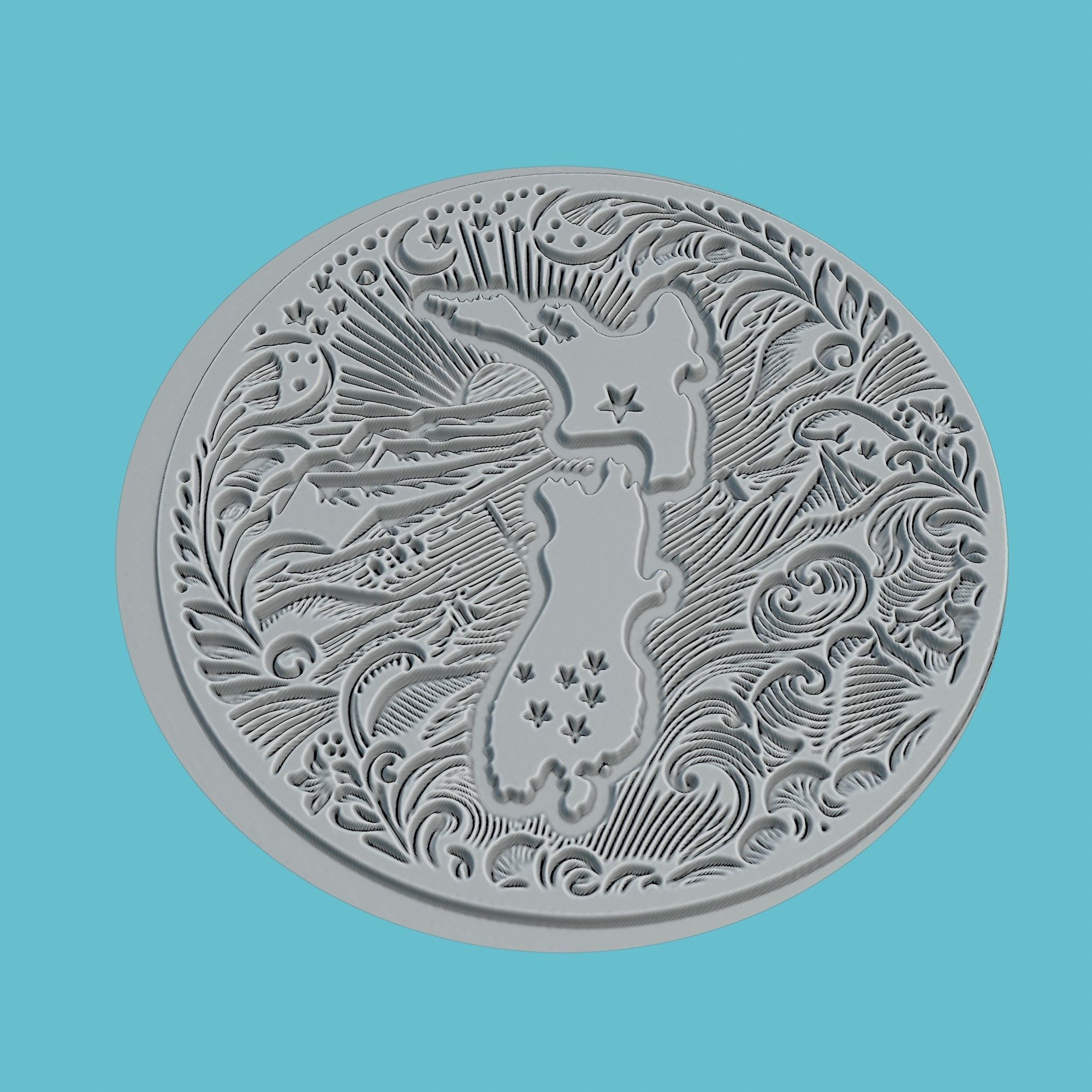 New Zealand Map Medallion Wall Art Printer 3D print model_3