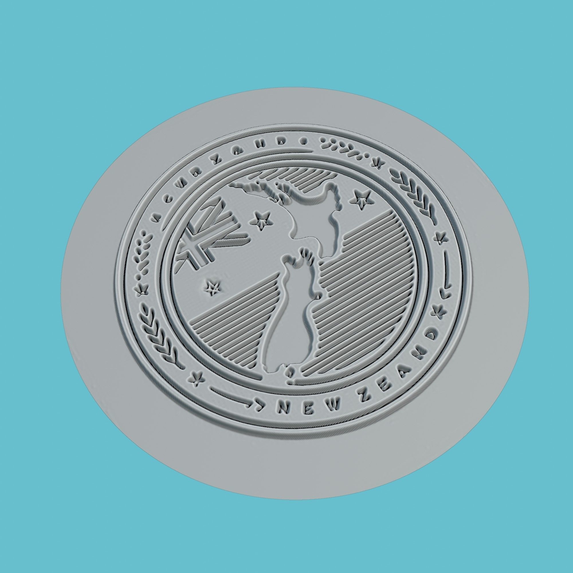 New Zealand Map Medallion Wall Art Printer 3D print model_3
