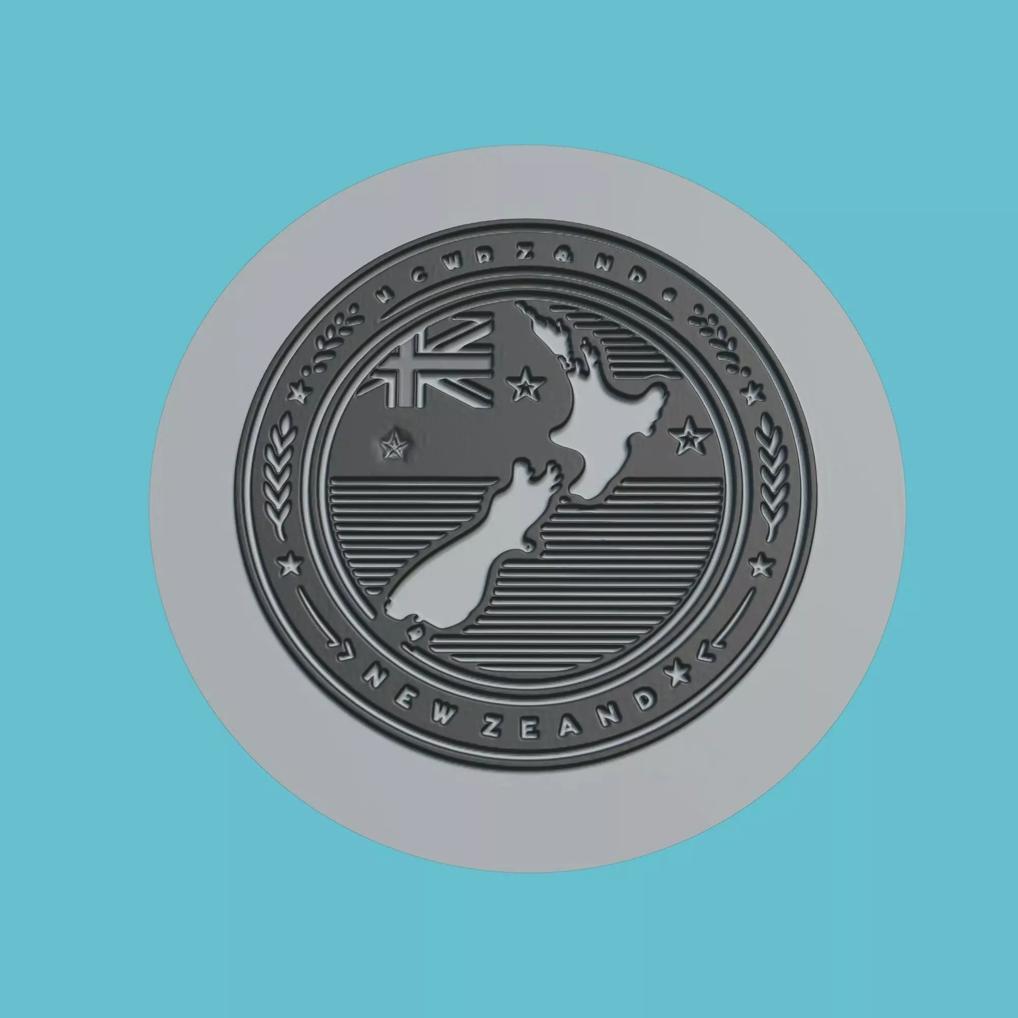 New Zealand Map Medallion Wall Art Printer 3D print model_0
