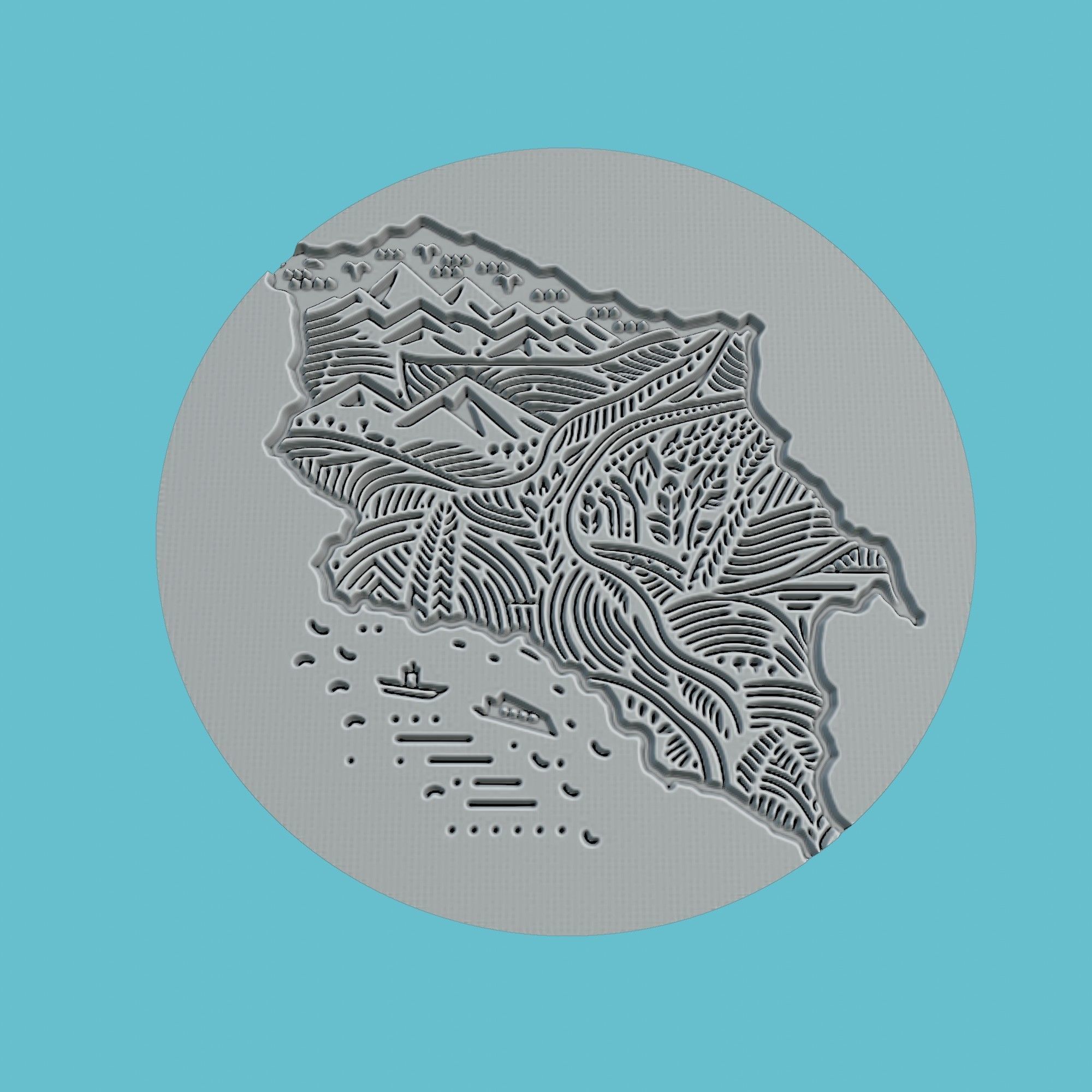 Nicaragua Map Medallion Wall Art Printer 3D print model_3