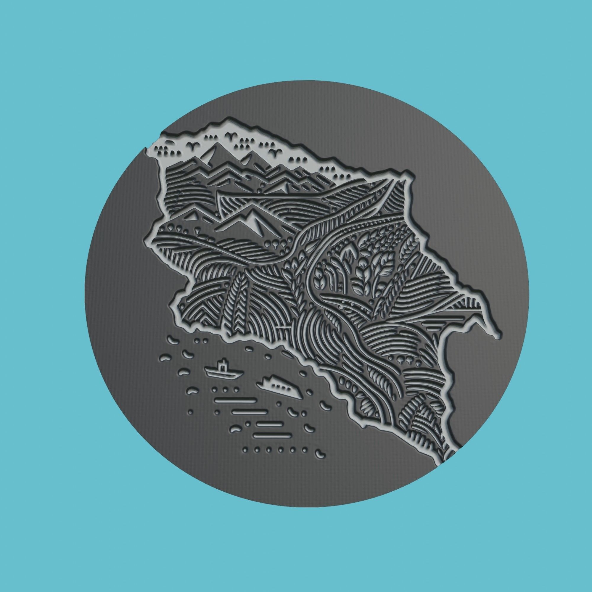 Nicaragua Map Medallion Wall Art Printer 3D print model_1
