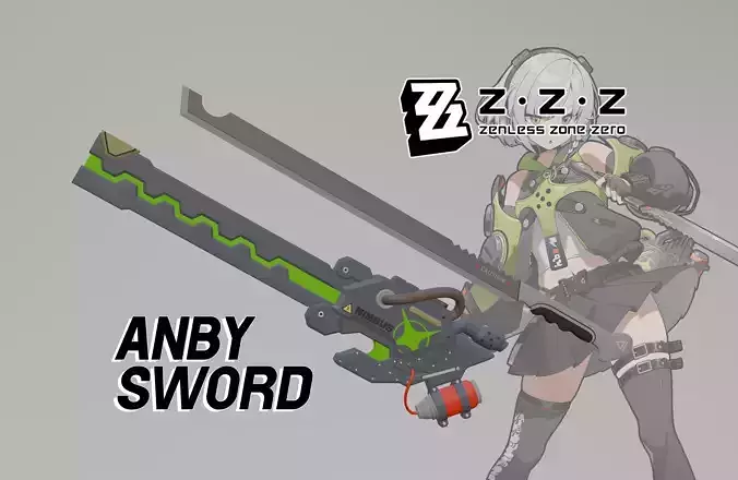 Zenless Zone Zero - Anby Sword 3D print model Zenless Zone Zero - Anby Sword 3D print model
