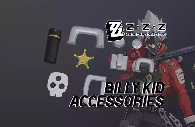 Zenless Zone Zero - Billy Kid Accessories 3D print model Zenless Zone Zero - Billy Kid Accessories 3D print model