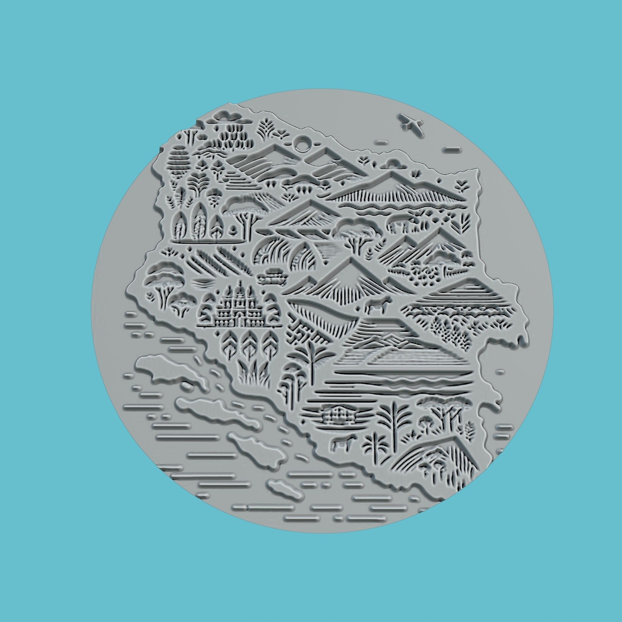 Nicaragua Map Medallion Wall Art Printer 3D print model_2