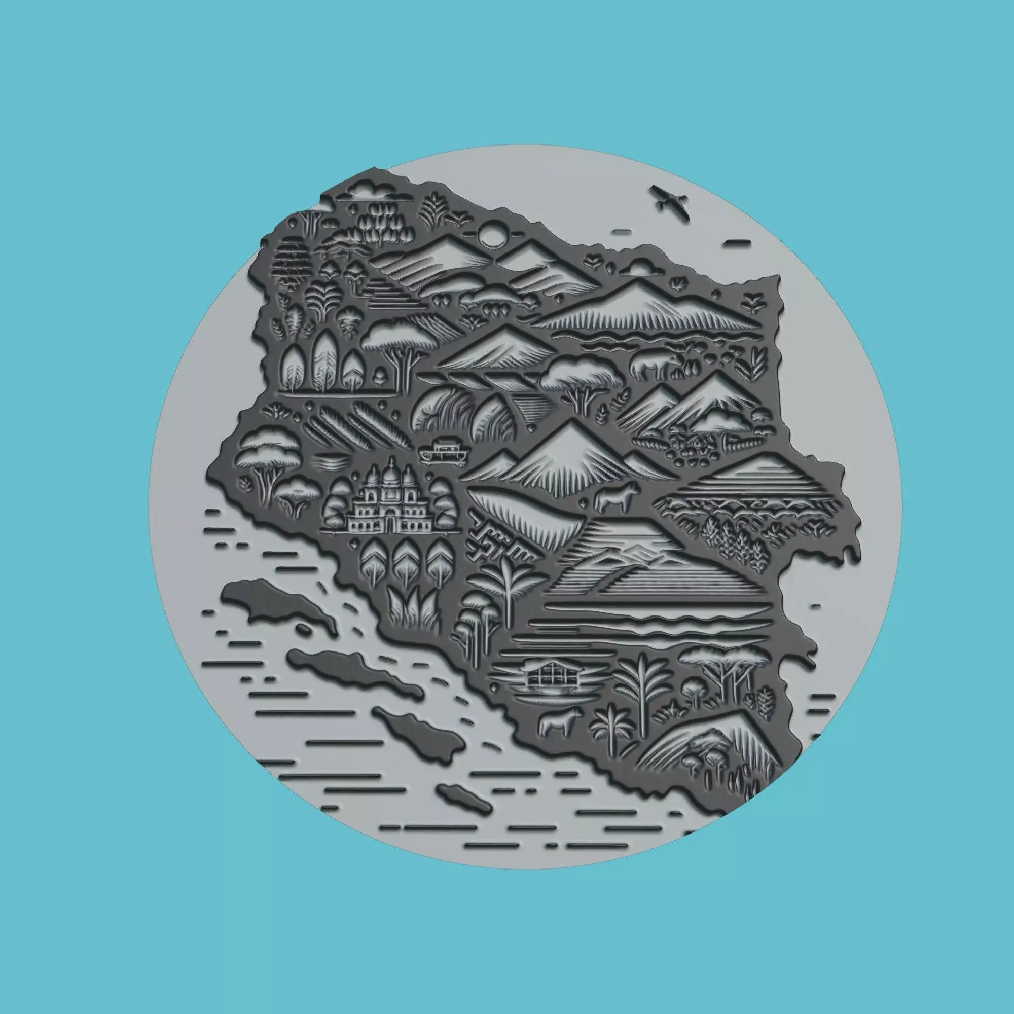 Nicaragua Map Medallion Wall Art Printer 3D print model_0