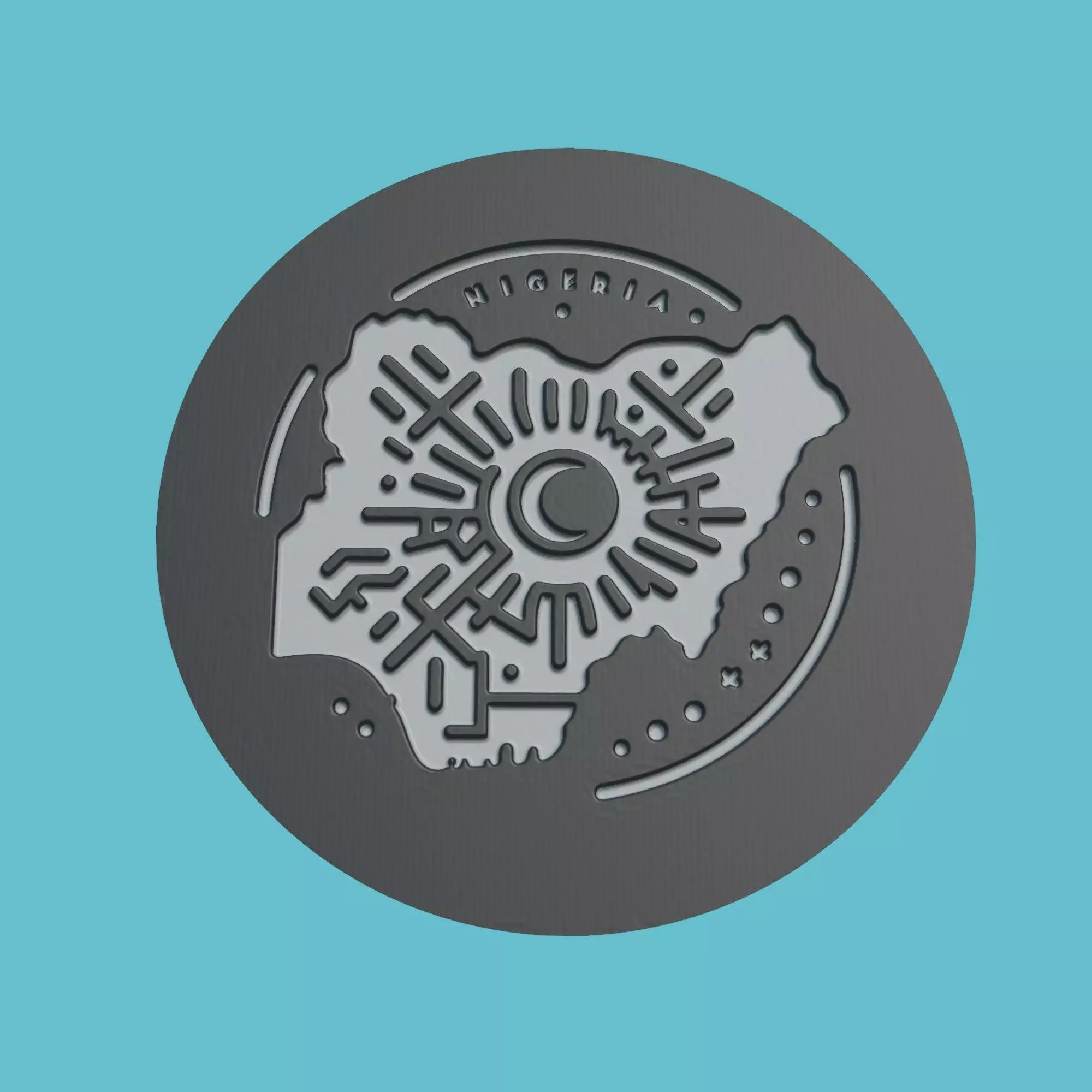 Nigeria Map Medallion Wall Art Printer 3D print model_0