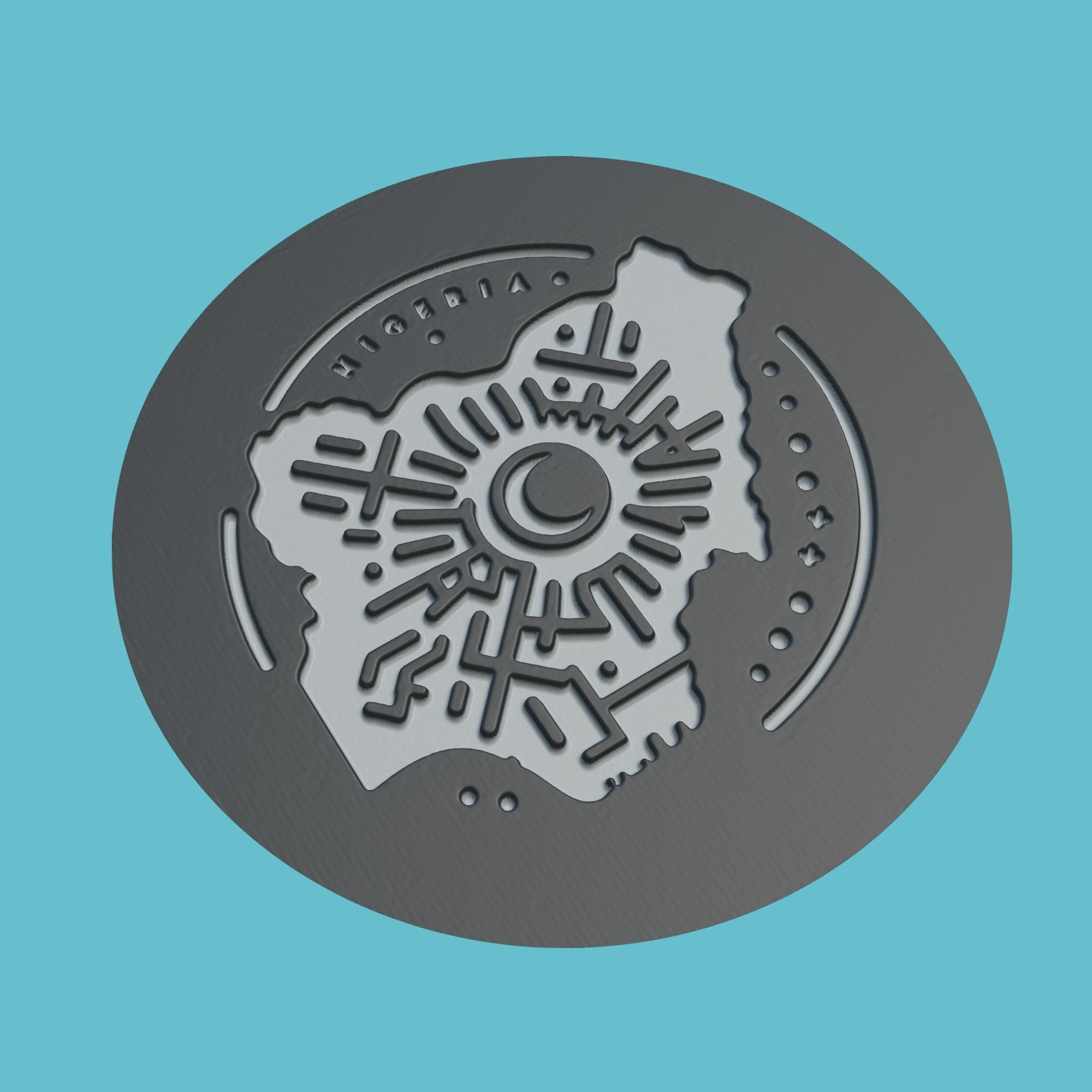 Nigeria Map Medallion Wall Art Printer 3D print model_1