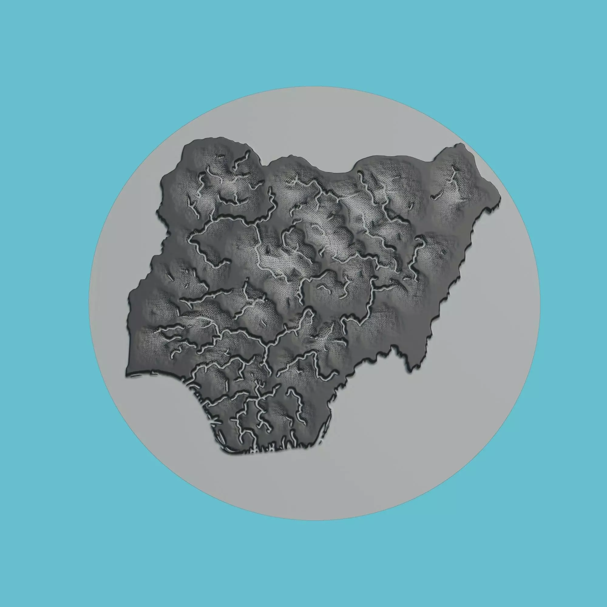 Nigeria Map Medallion Wall Art Printer 3D print model_0