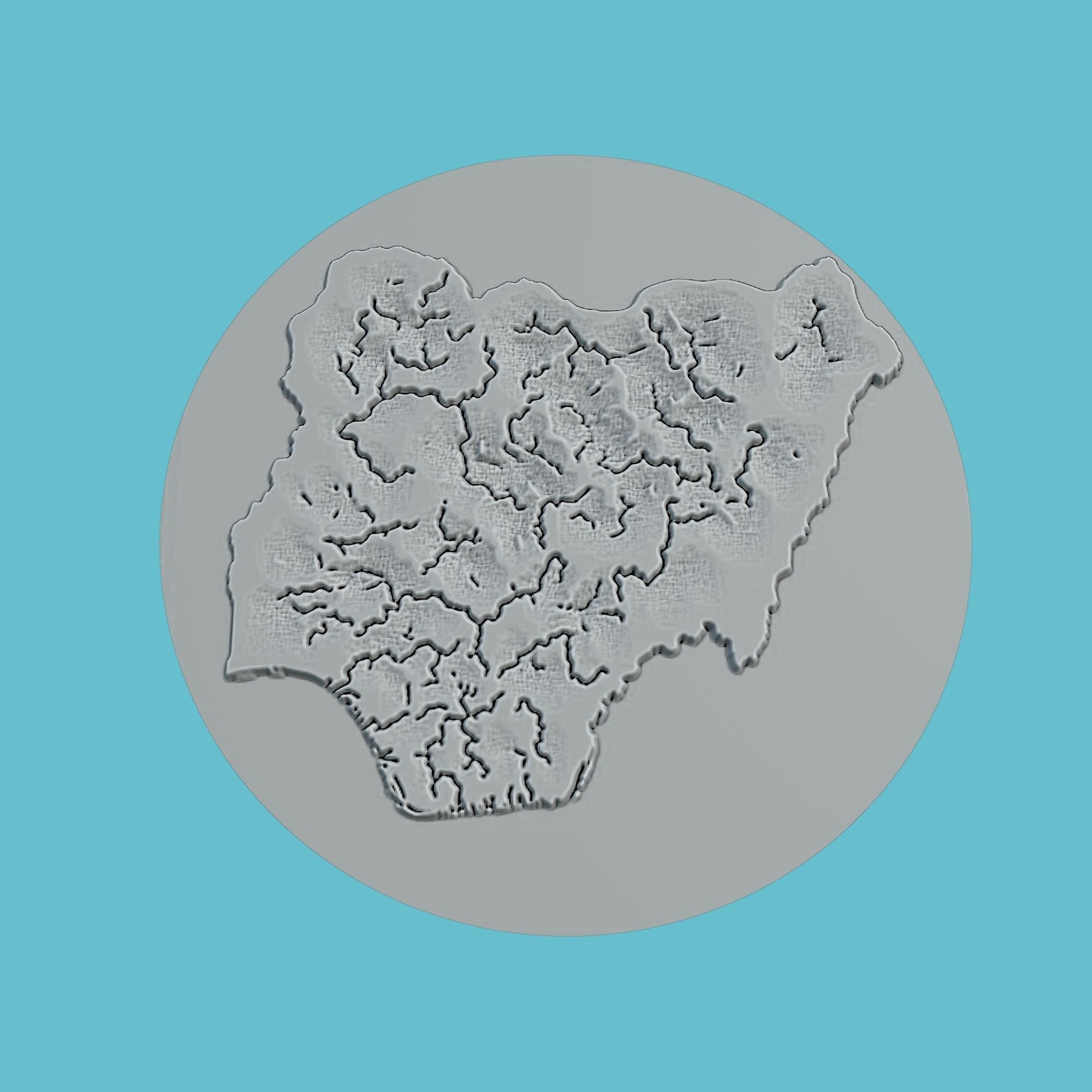 Nigeria Map Medallion Wall Art Printer 3D print model_2