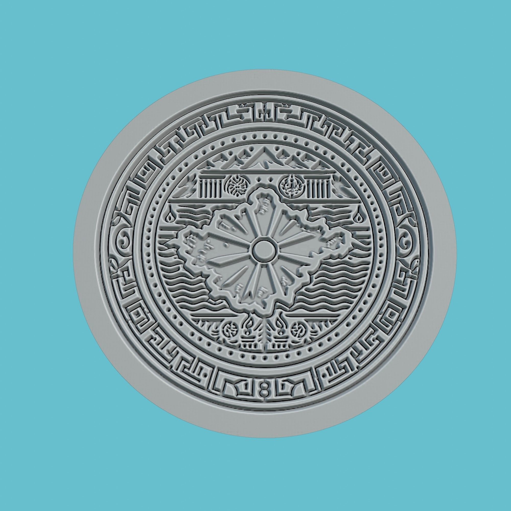 North Macedonia Map Medallion Wall Art Printer 3D print model_2