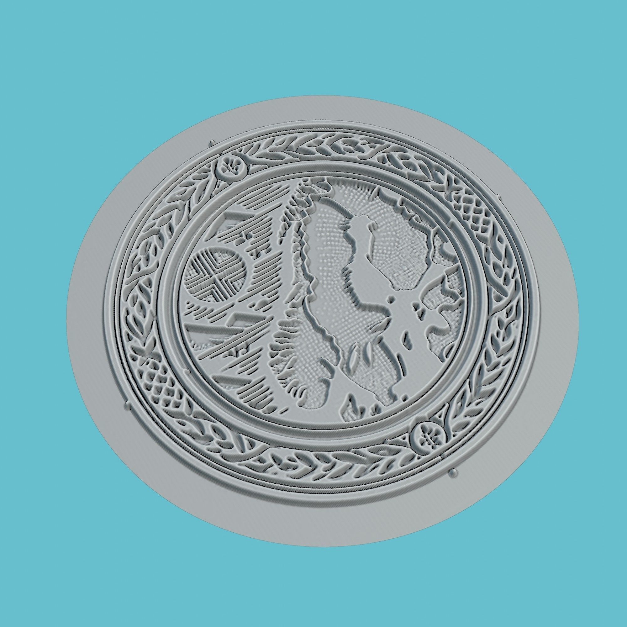 Norway Map Medallion Wall Art Printer 3D print model_3